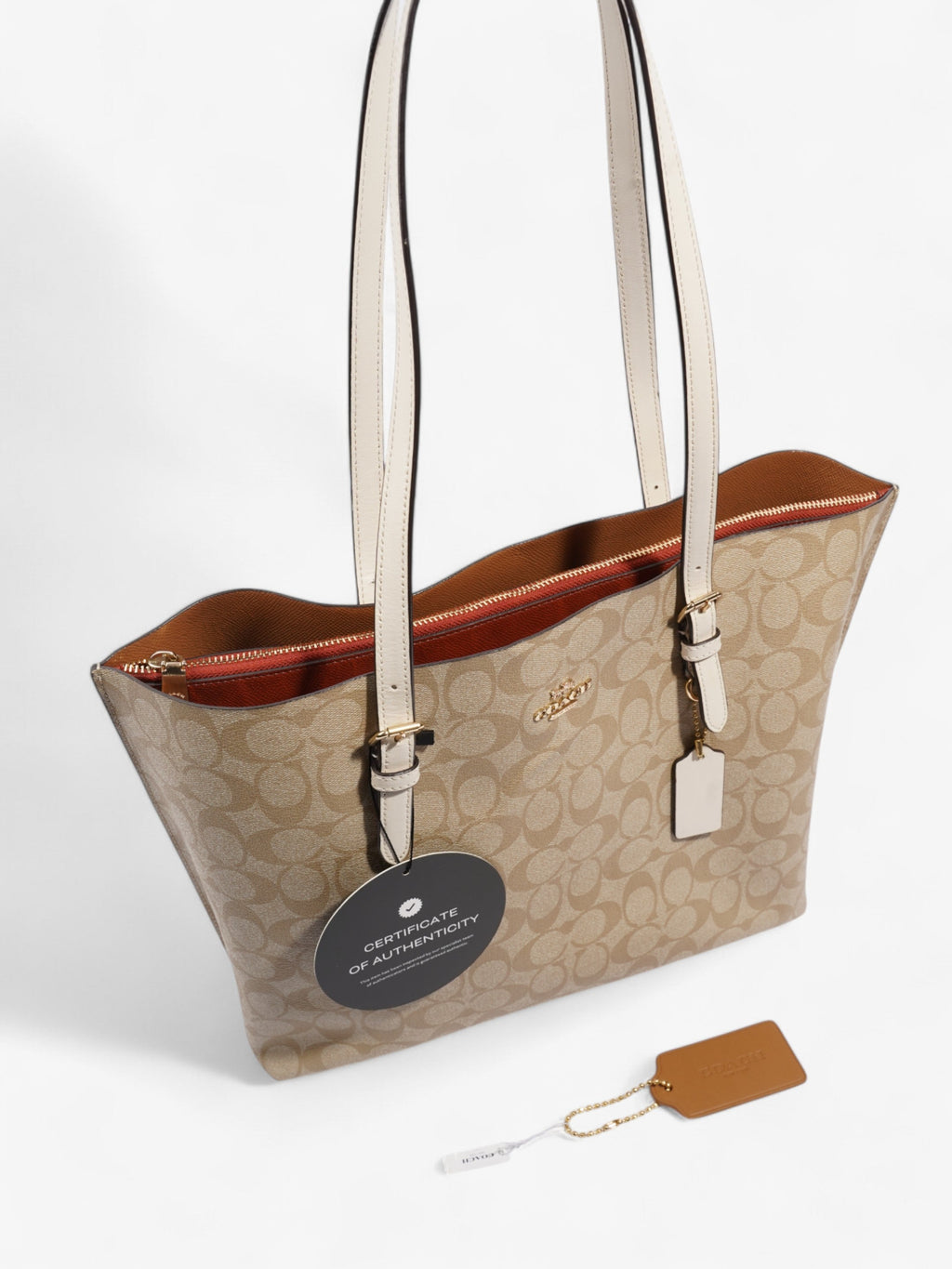Coach Mollie Tote Beige / White Canvas
