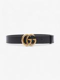 Gucci GG Marmont 2015 Re-Edition Wide Belt Black Leather 80cm / 32"