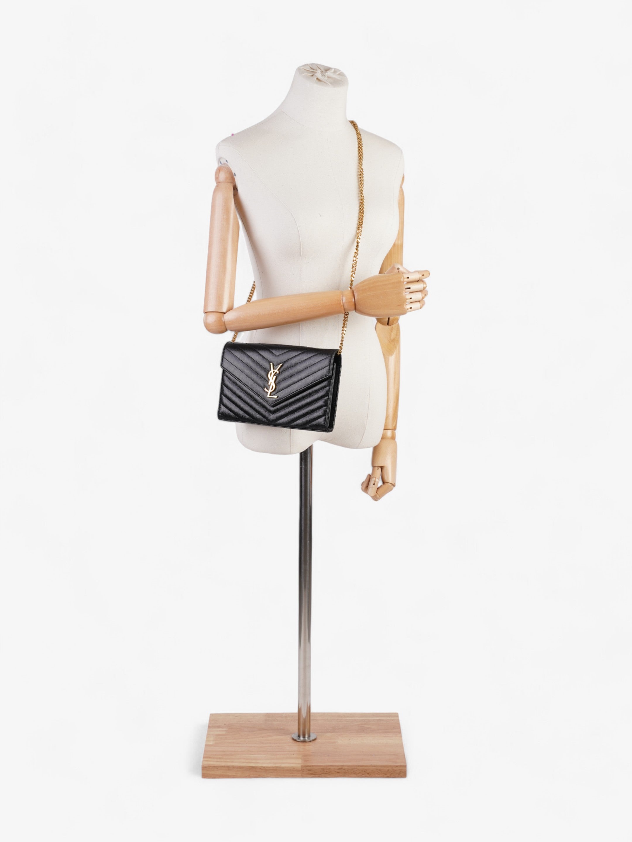 Saint Laurent Cassandre Envelope  Black Grained Leather