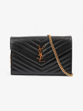 Saint Laurent Cassandre Envelope  Black Grained Leather