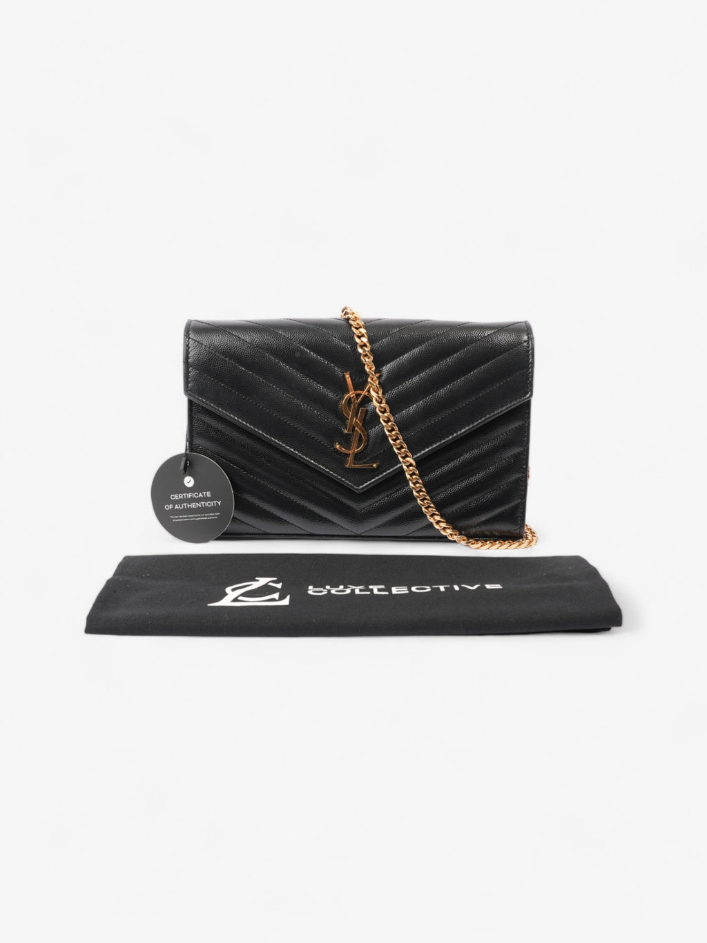 Saint Laurent Cassandre Envelope  Black Grained Leather