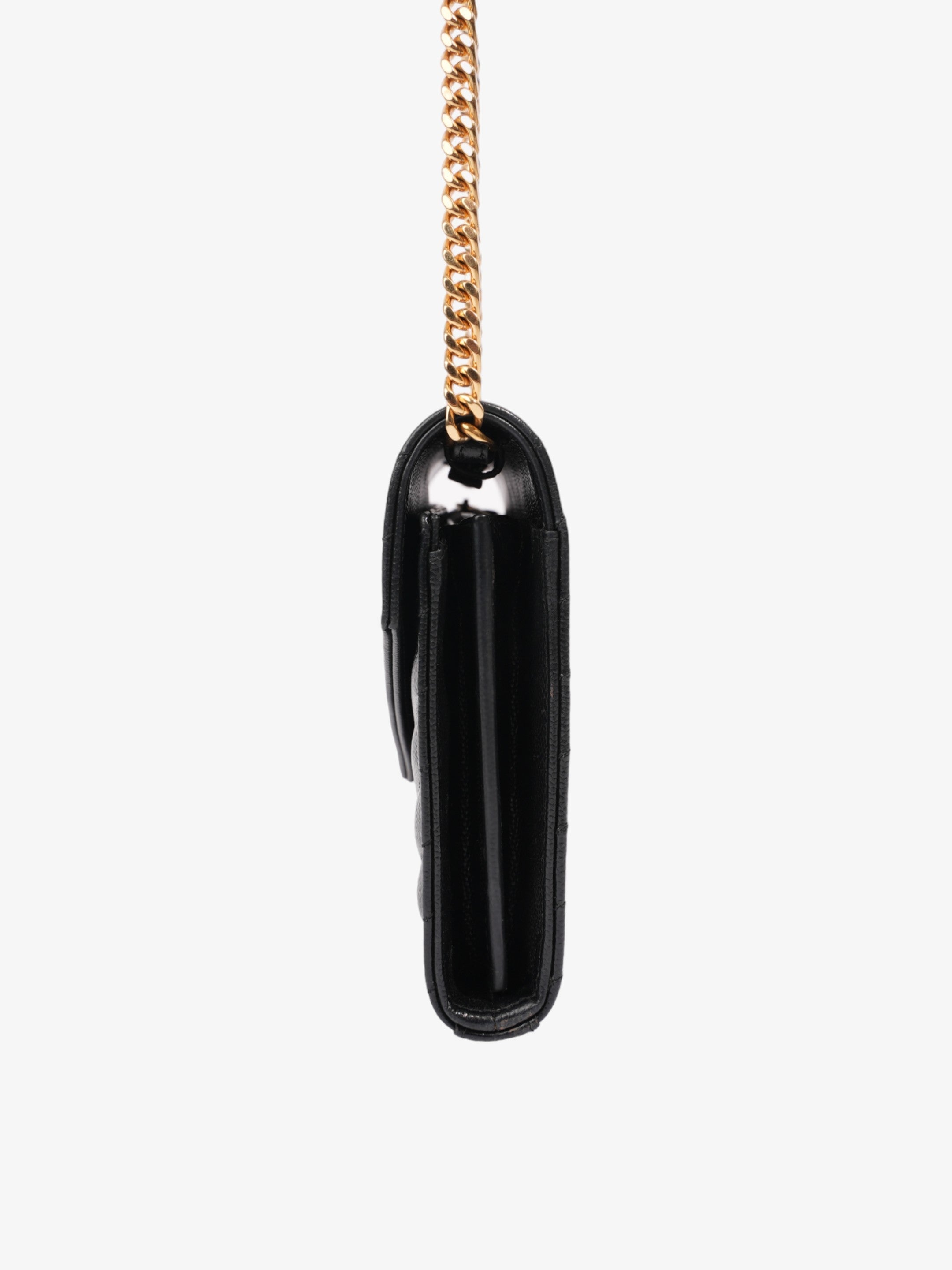 Saint Laurent Cassandre Envelope  Black Grained Leather