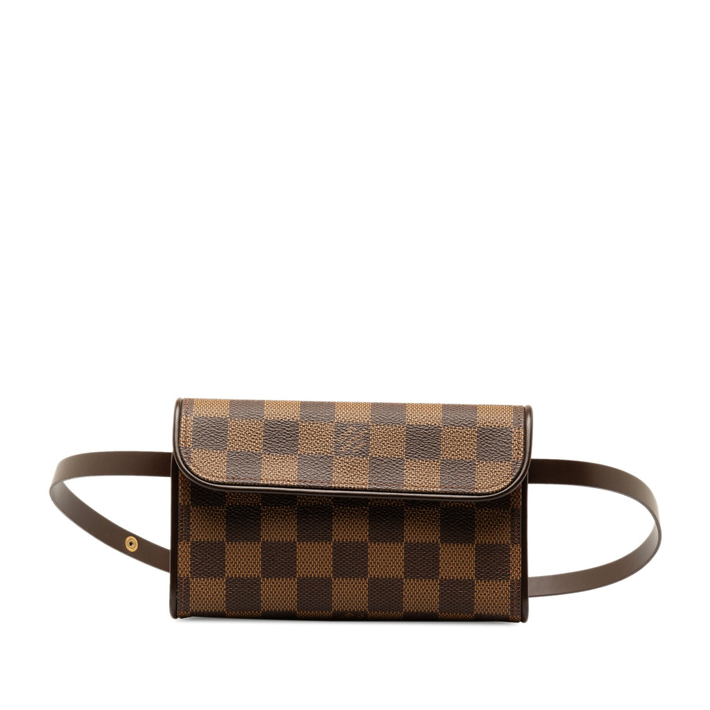 Brown Louis Vuitton Damier Ebene Pochette Florentine Belt Bag