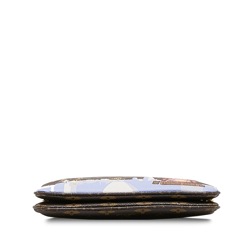 Brown Louis Vuitton Monogram Double Zip Pochette Illustre Vivienne Shanghai Clutch Bag