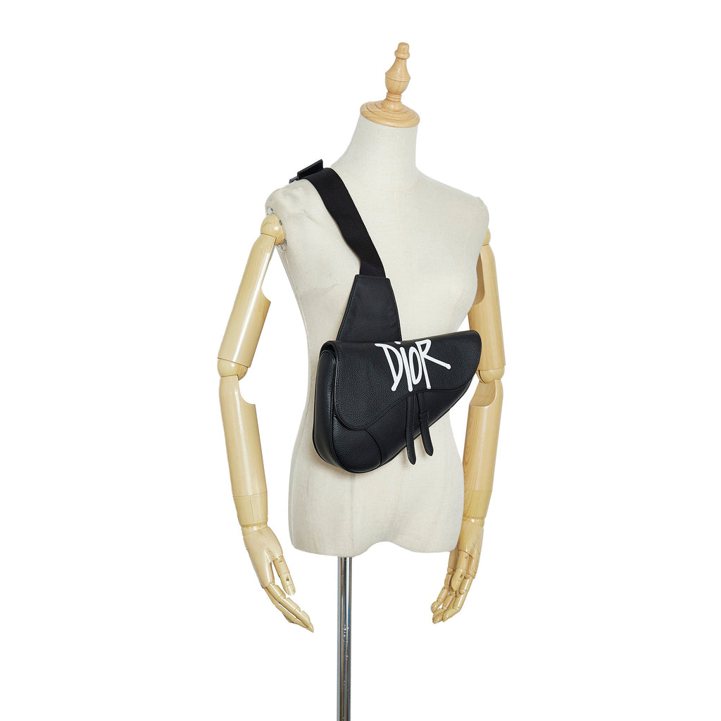 Dior X Stussy Saddle Bag Black Calfskin Limited Edition