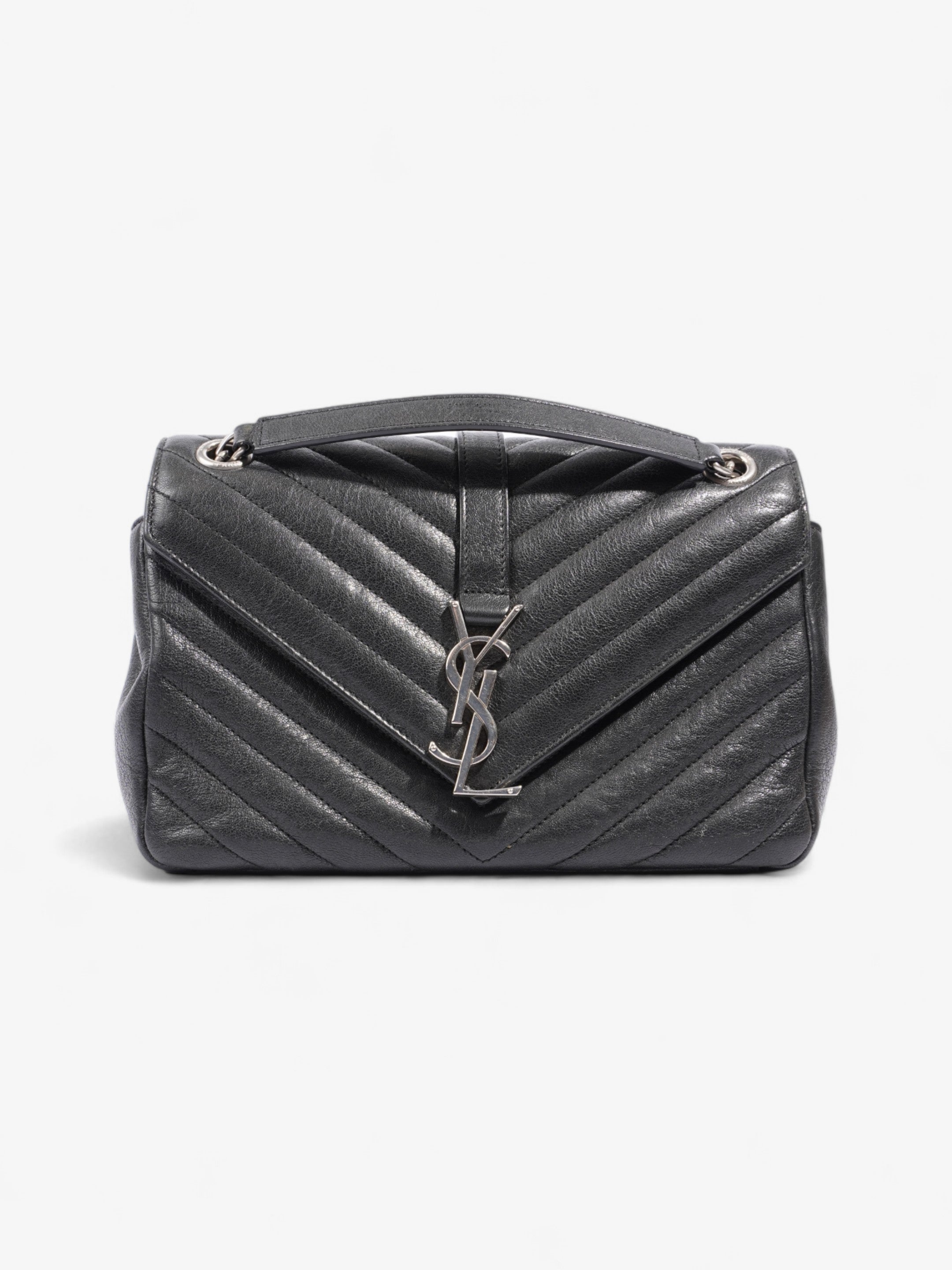 Saint Laurent College Black Lambskin Leather Medium