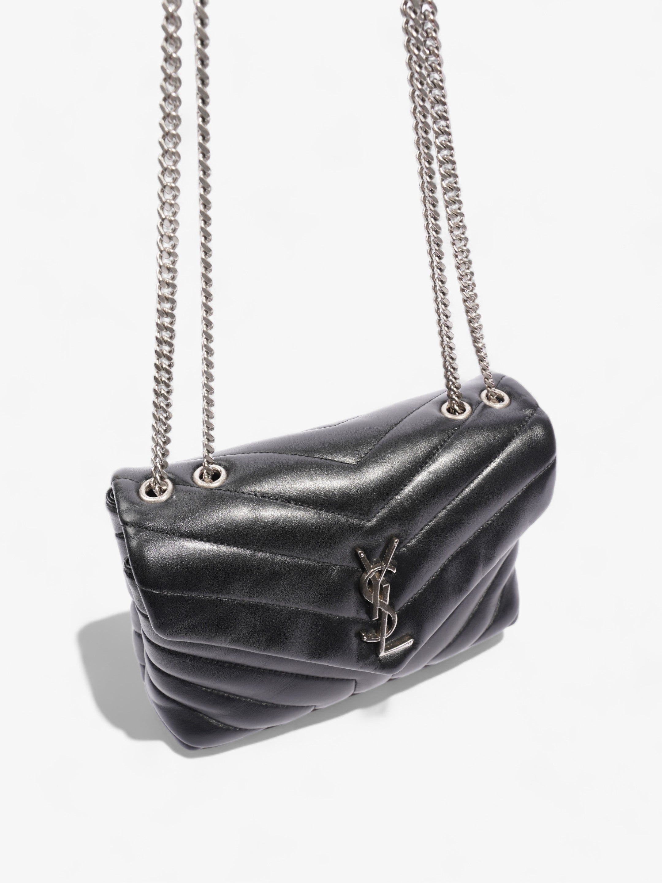 Saint Laurent Lou Lou Black Calfskin Leather Small