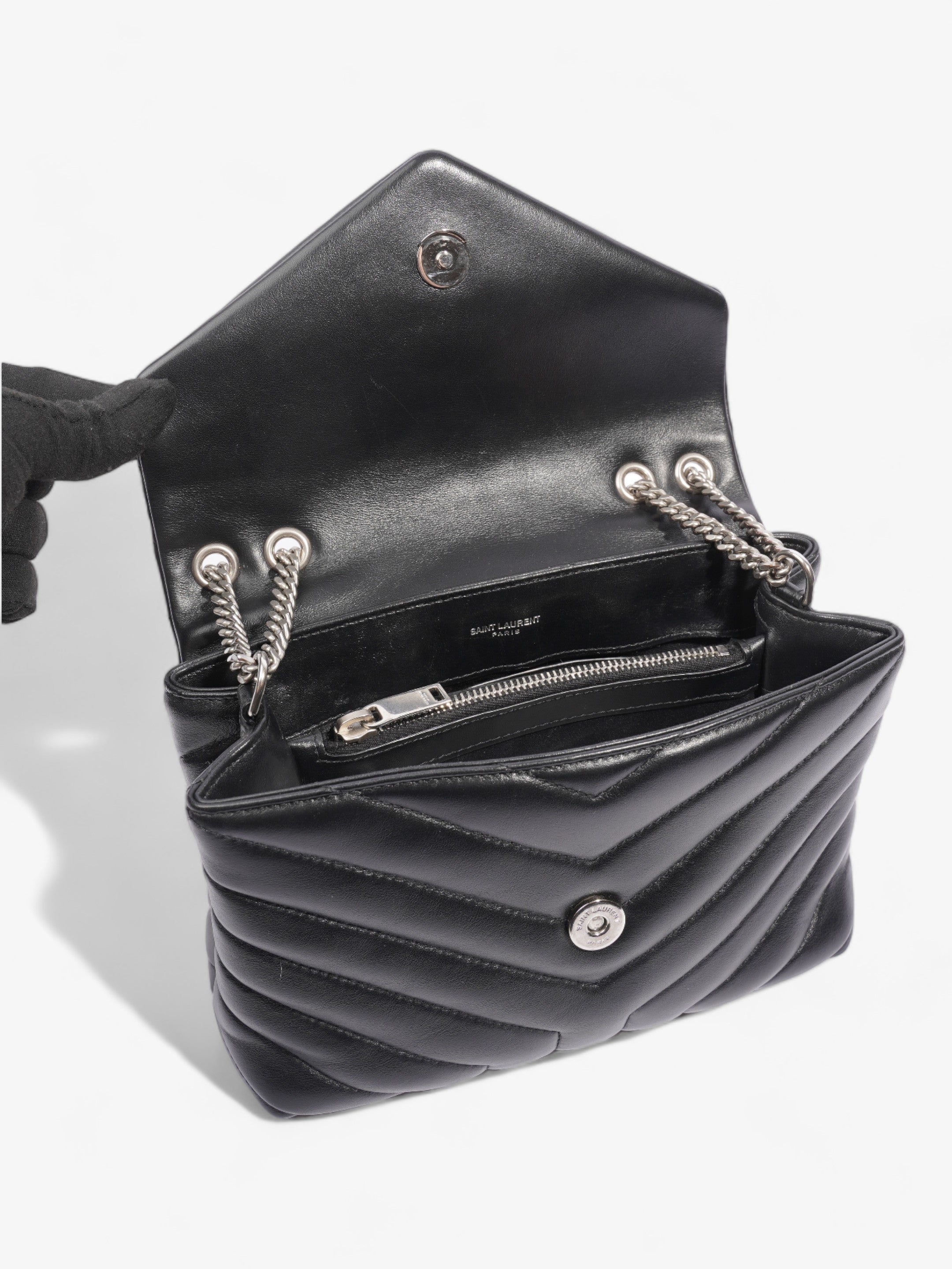 Saint Laurent Lou Lou Black Calfskin Leather Small