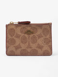 Coach Skinny ID and Card Case Brown Coated Canvas Mini