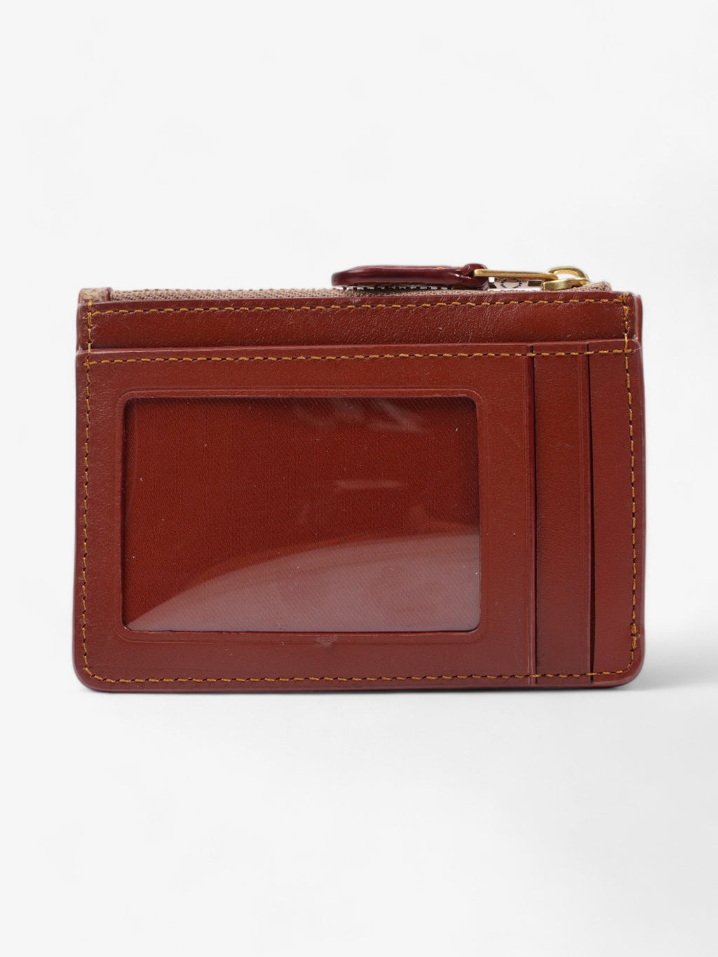 Coach Skinny ID and Card Case Brown Coated Canvas Mini