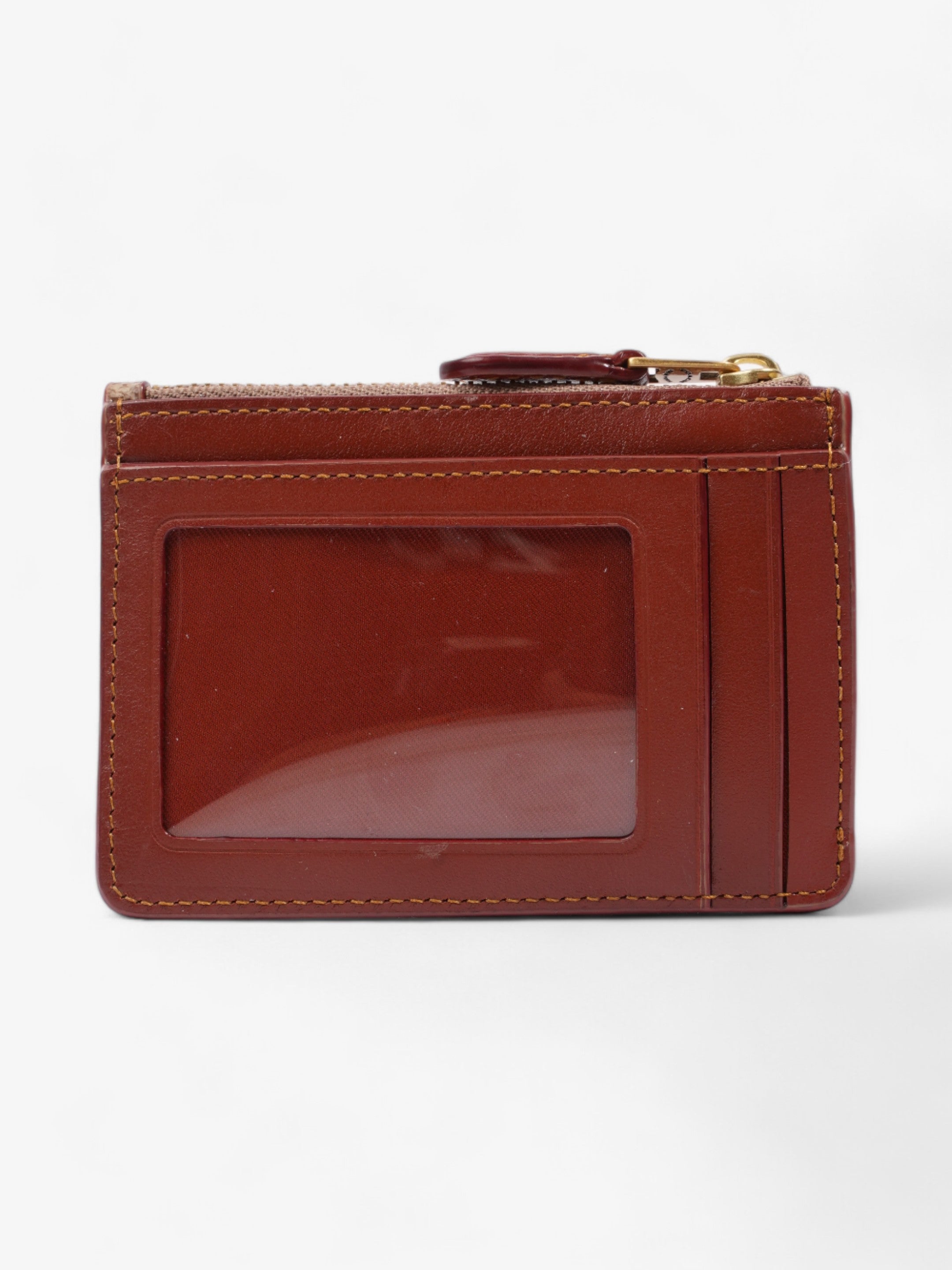 Coach Skinny ID and Card Case Brown Coated Canvas Mini