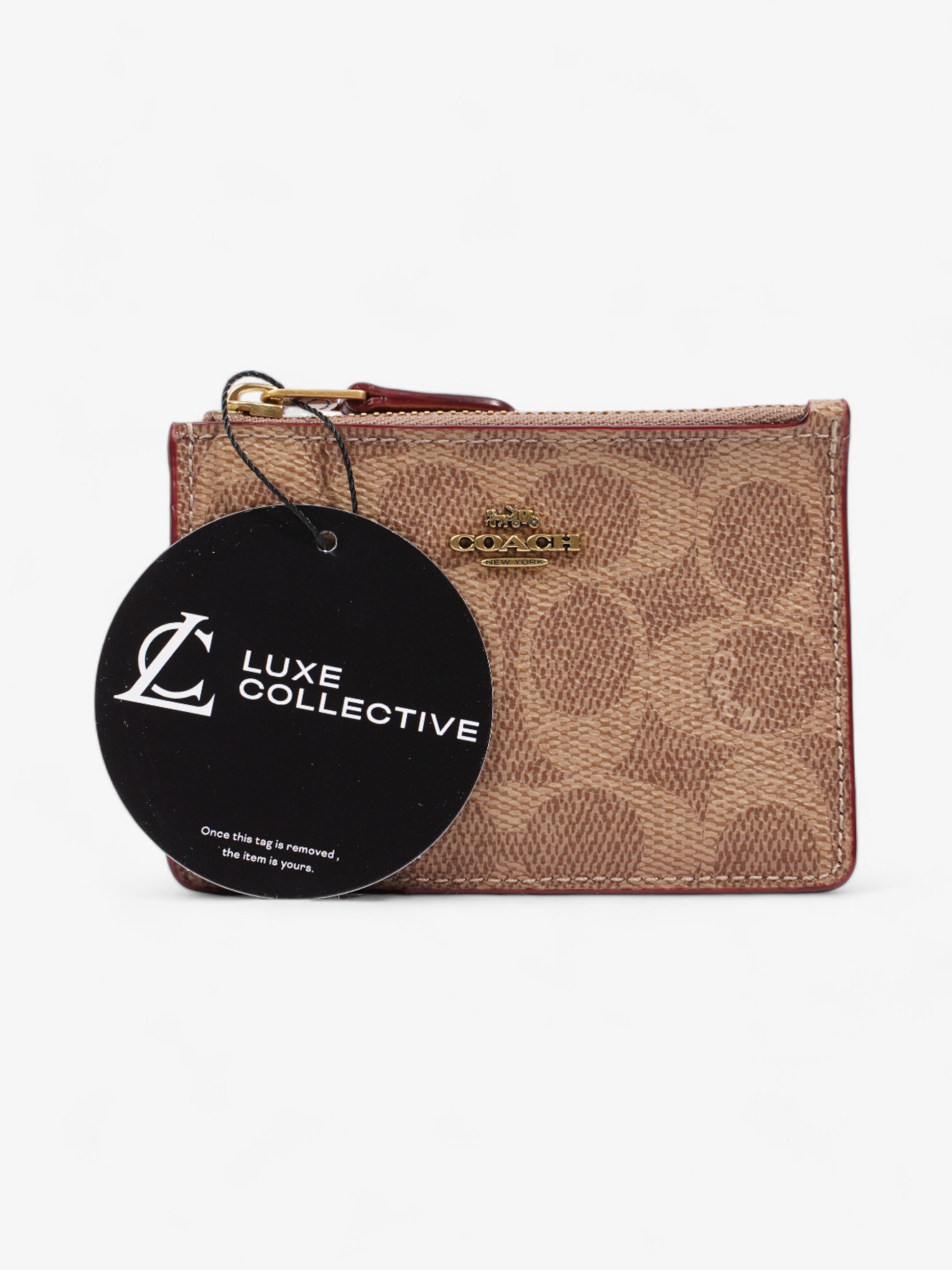 Coach Skinny ID and Card Case Brown Coated Canvas Mini