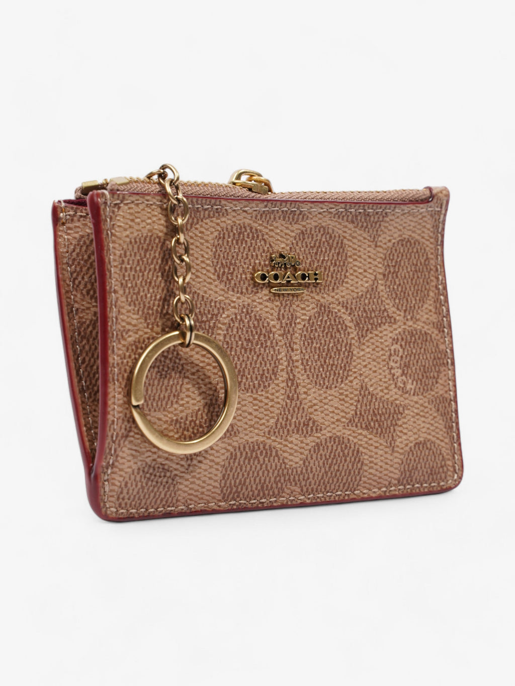 Coach Skinny ID and Card Case Brown Coated Canvas Mini