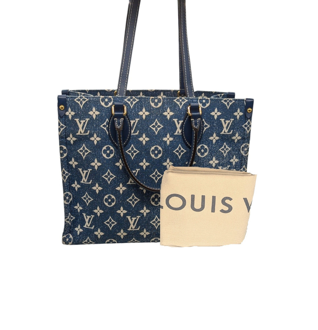 Louis Vuitton Monogram Jacquard Bleu Denim Onthego MM Tote