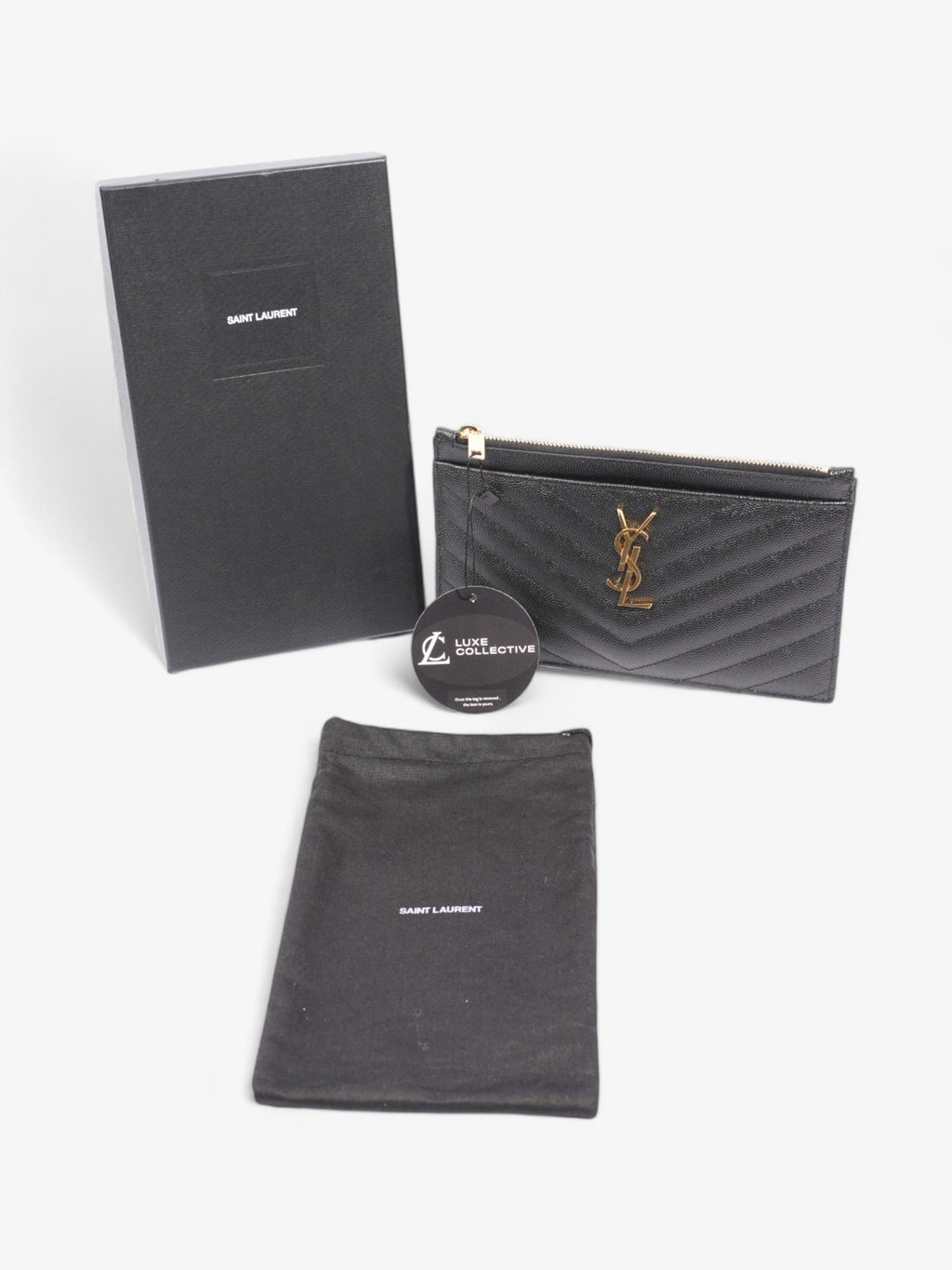 Saint Laurent CASSANDRE MATELASSè„¡ pouch Black Calfskin Leather