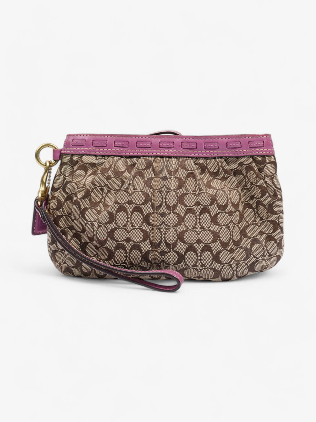 Coach Monogram Wristlet Brown / Orchid Canvas