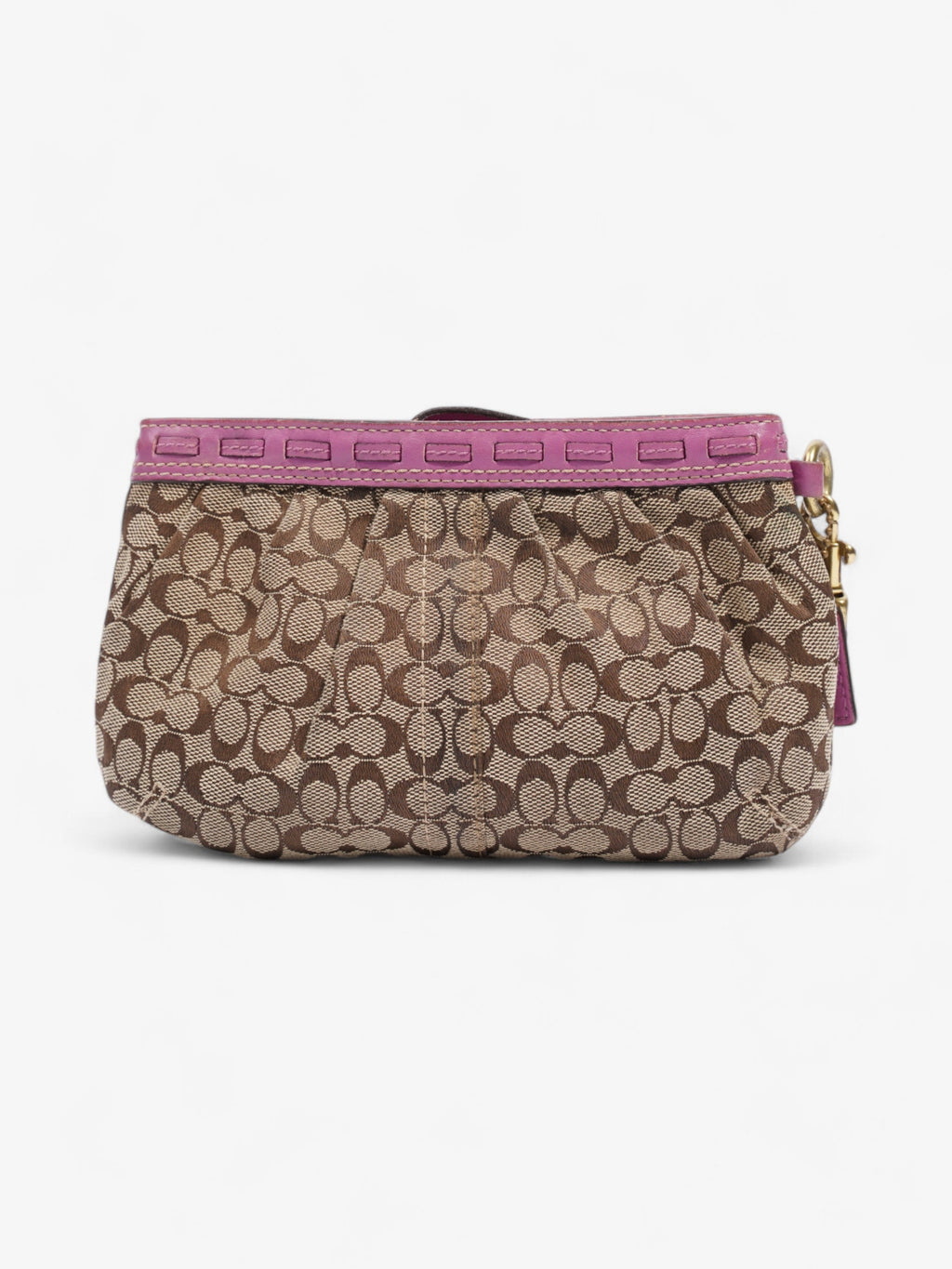 Coach Monogram Wristlet Brown / Orchid Canvas