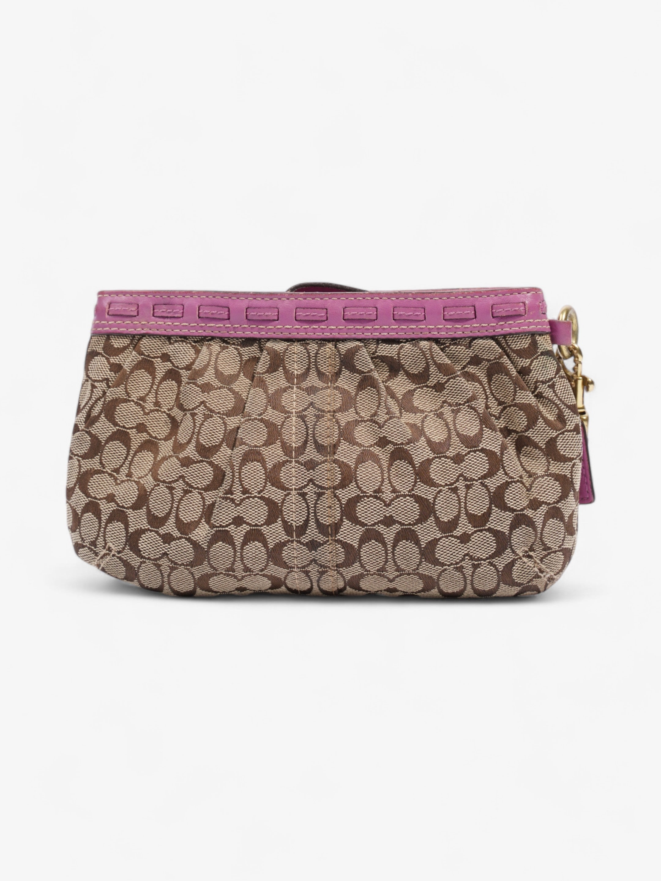 Coach Monogram Wristlet Brown / Orchid Canvas