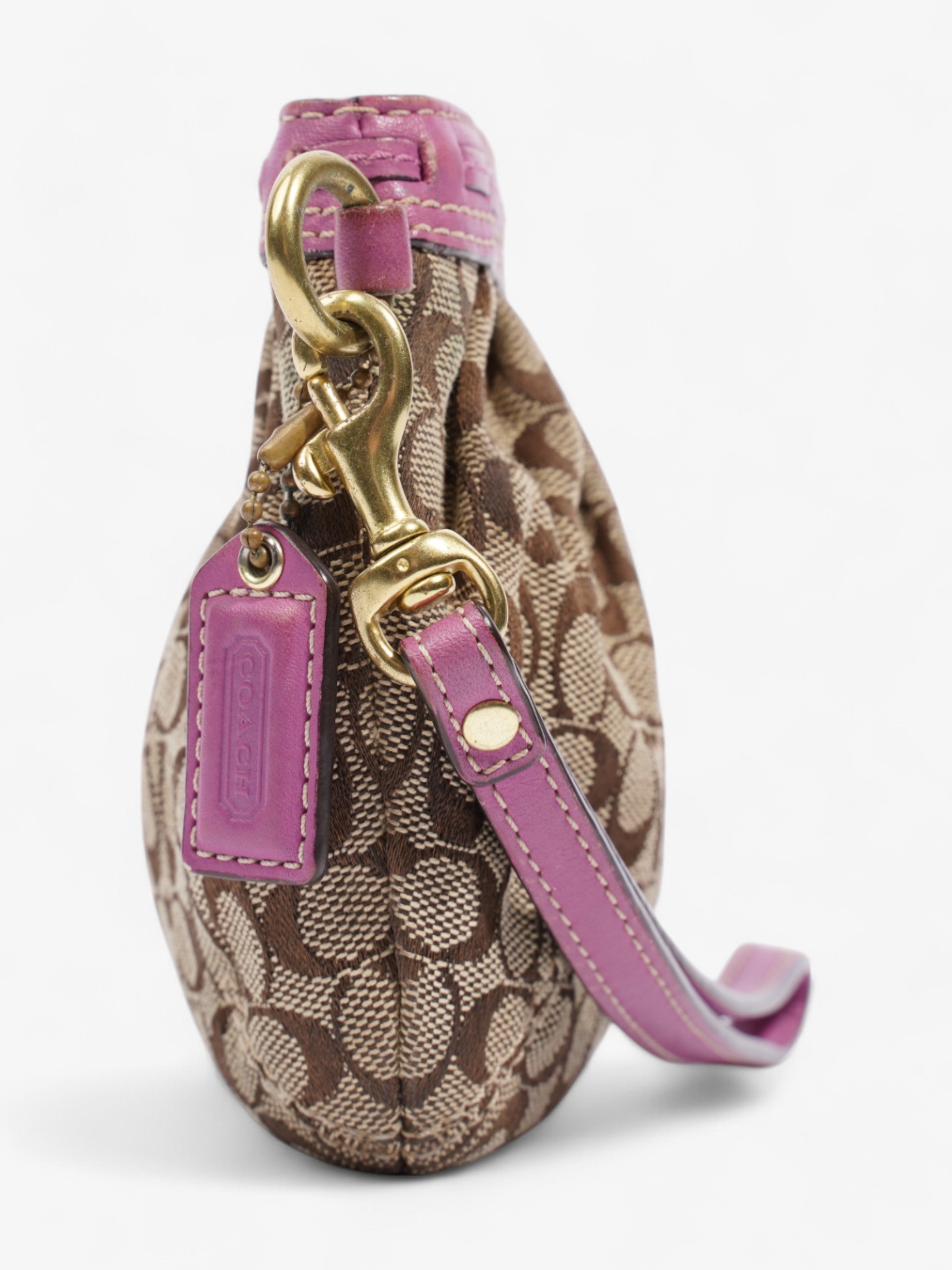 Coach Monogram Wristlet Brown / Orchid Canvas