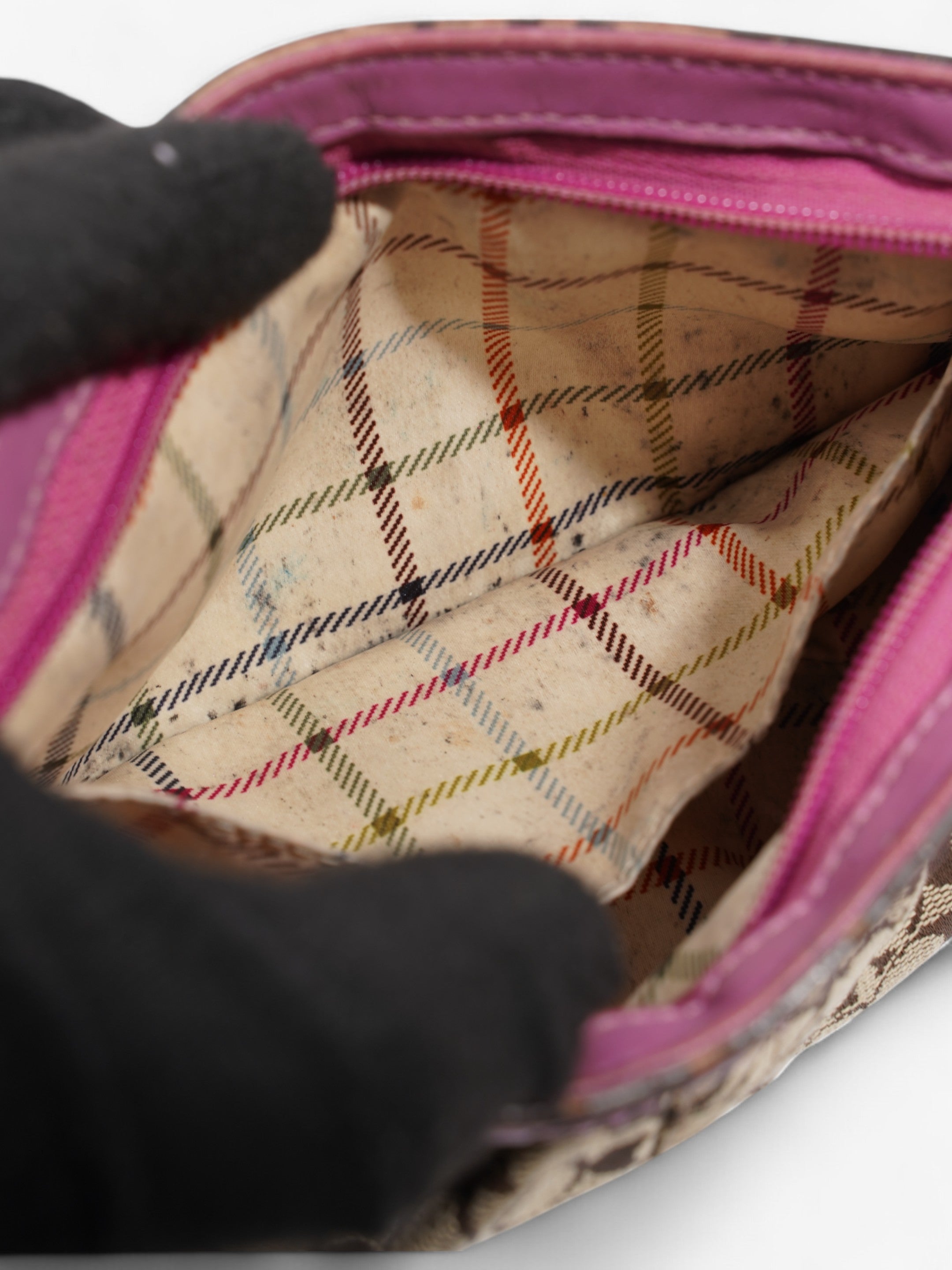 Coach Monogram Wristlet Brown / Orchid Canvas