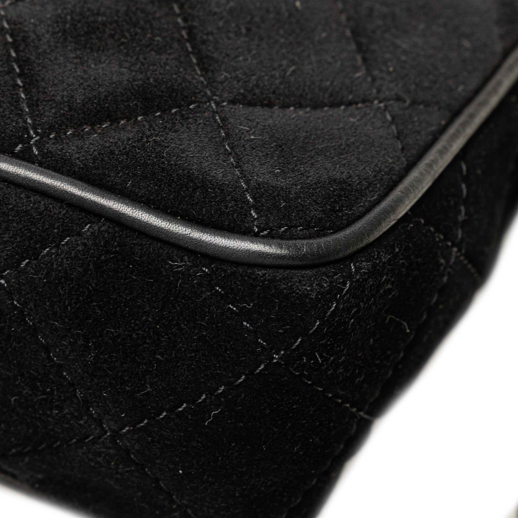 Chanel Cc Quilted Suede Shoulder Bag