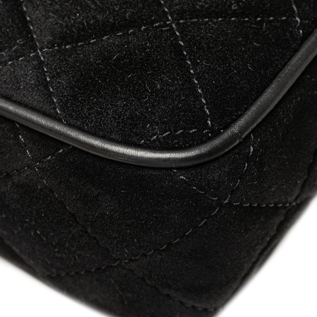 Chanel Cc Quilted Suede Shoulder Bag