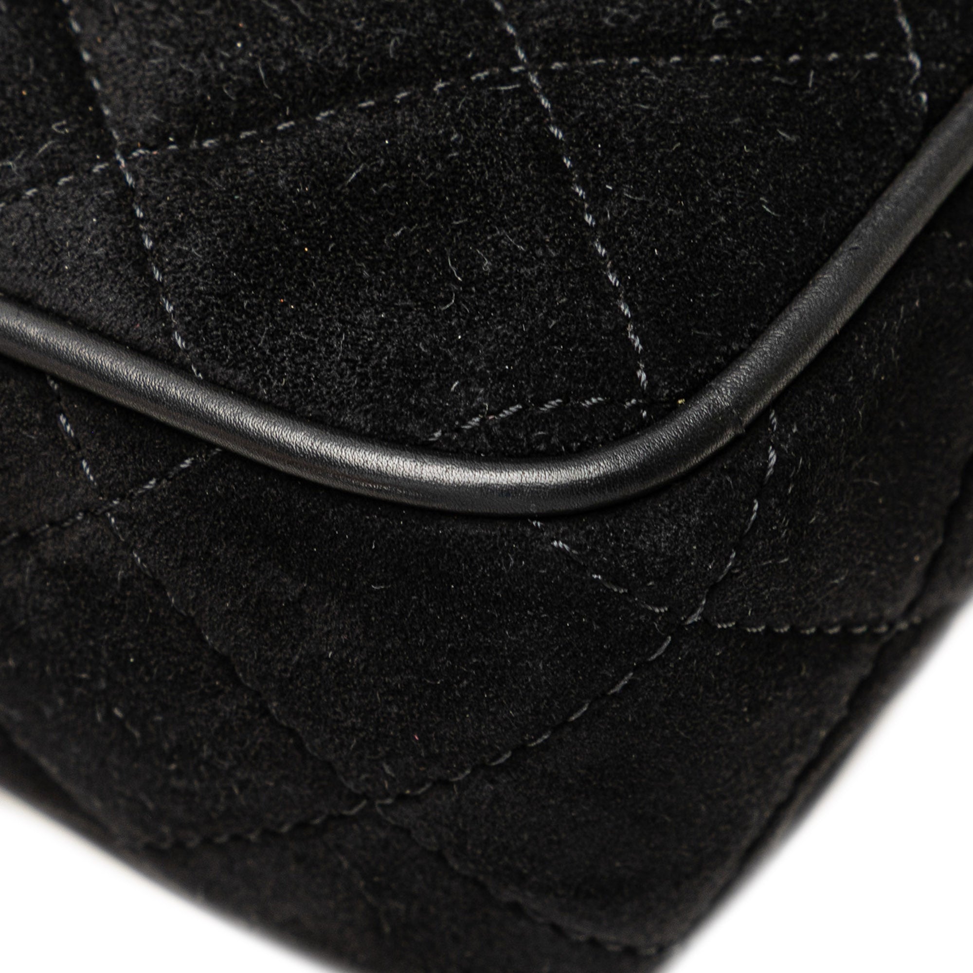 Chanel Cc Quilted Suede Shoulder Bag