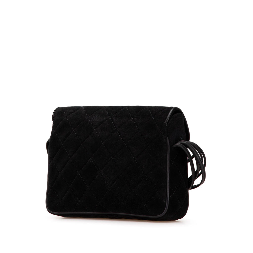 Chanel Cc Quilted Suede Shoulder Bag