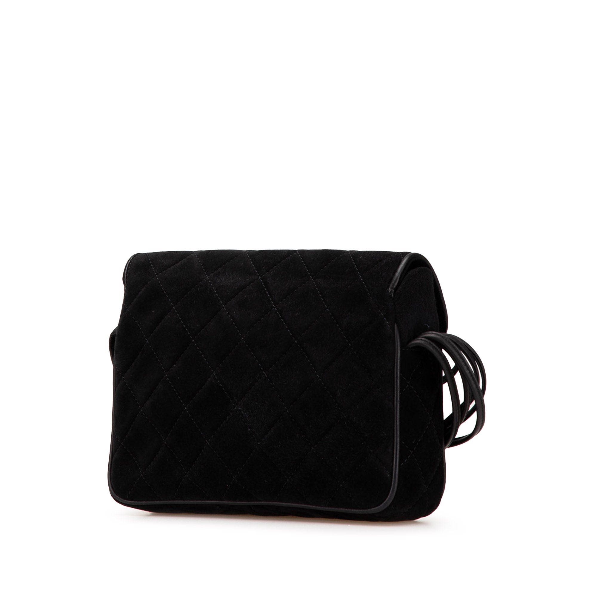 Chanel Cc Quilted Suede Shoulder Bag