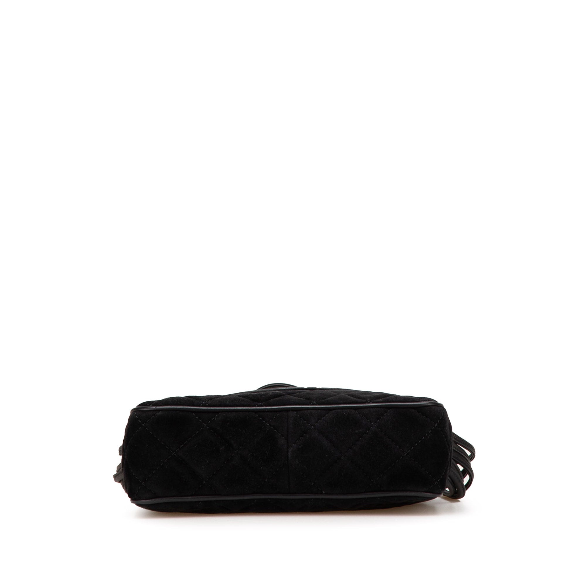 Chanel Cc Quilted Suede Shoulder Bag