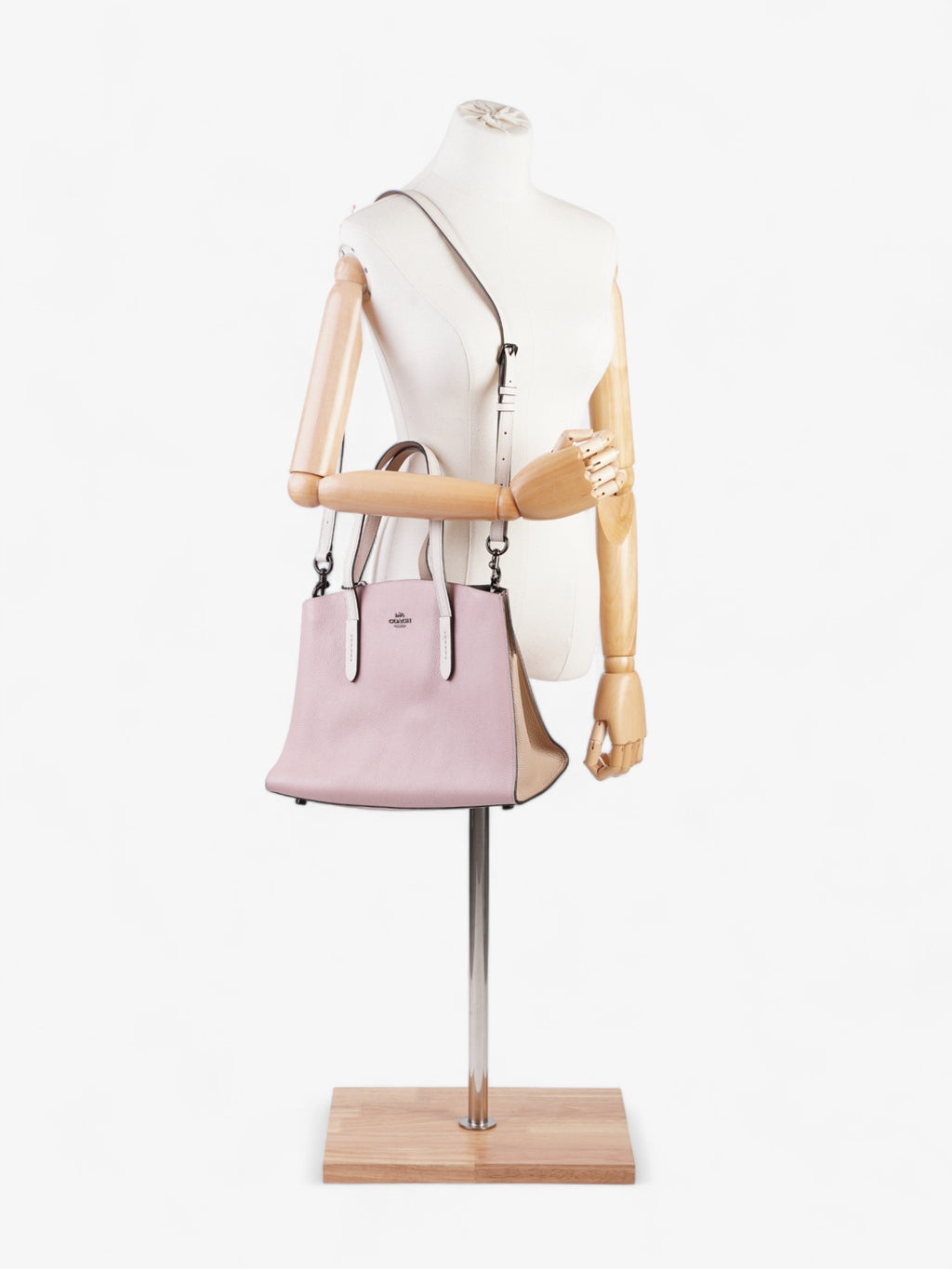 Coach Charlie Carryall Bag Ice Pink / White / Beige Leather