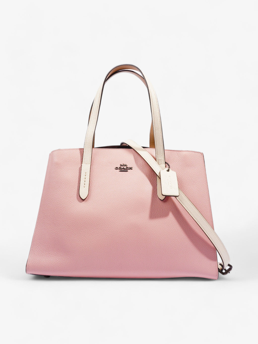 Coach Charlie Carryall Bag Ice Pink / White / Beige Leather