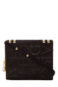 Paloma Picasso Black & Gold Embossed Suede Clutch