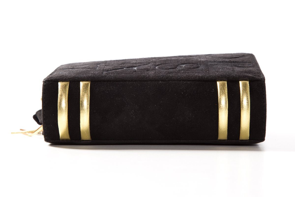 Paloma Picasso Black & Gold Embossed Suede Clutch