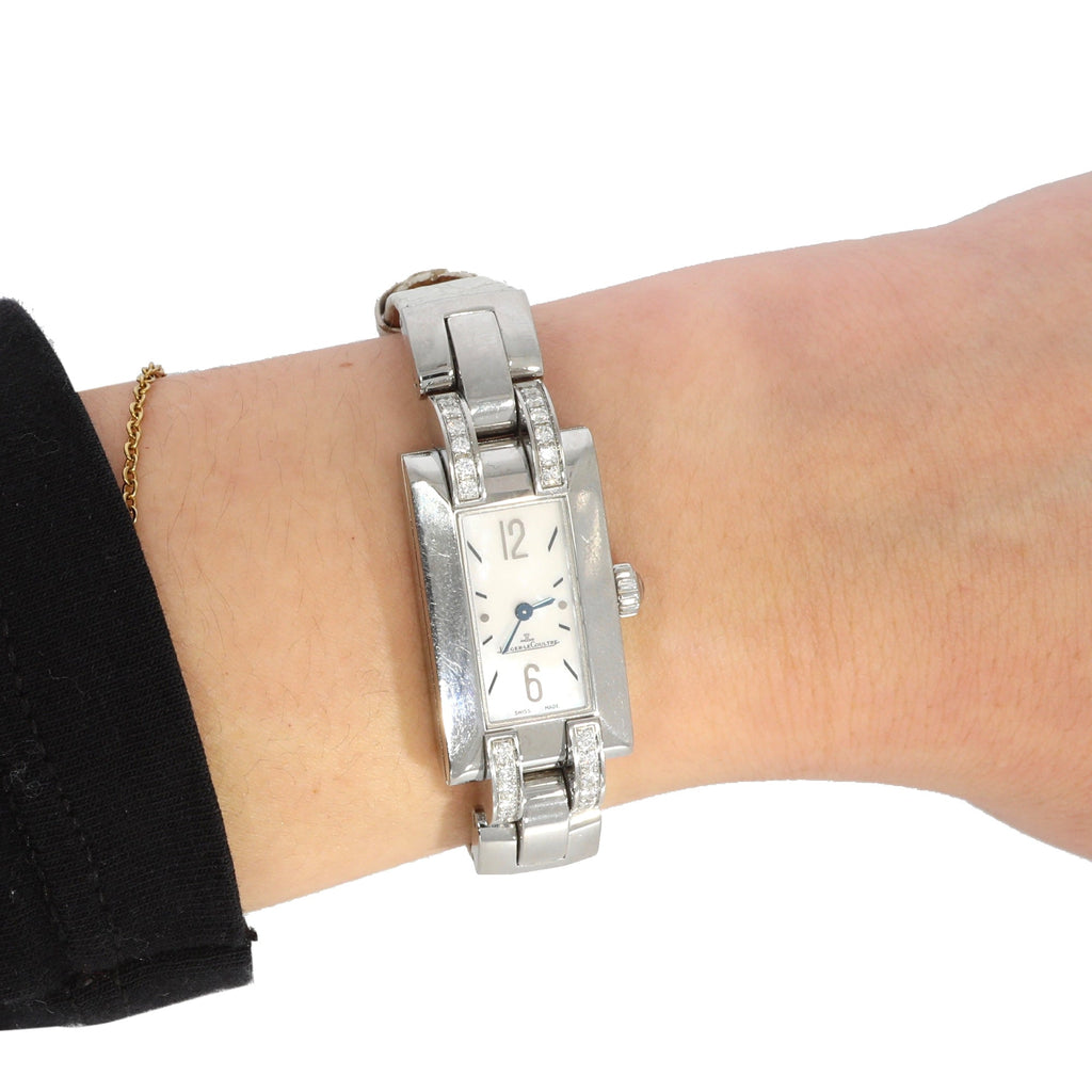 JAEGER-LECOULTRE Ideale steel watch set with diamonds with mother-of-pearl dial