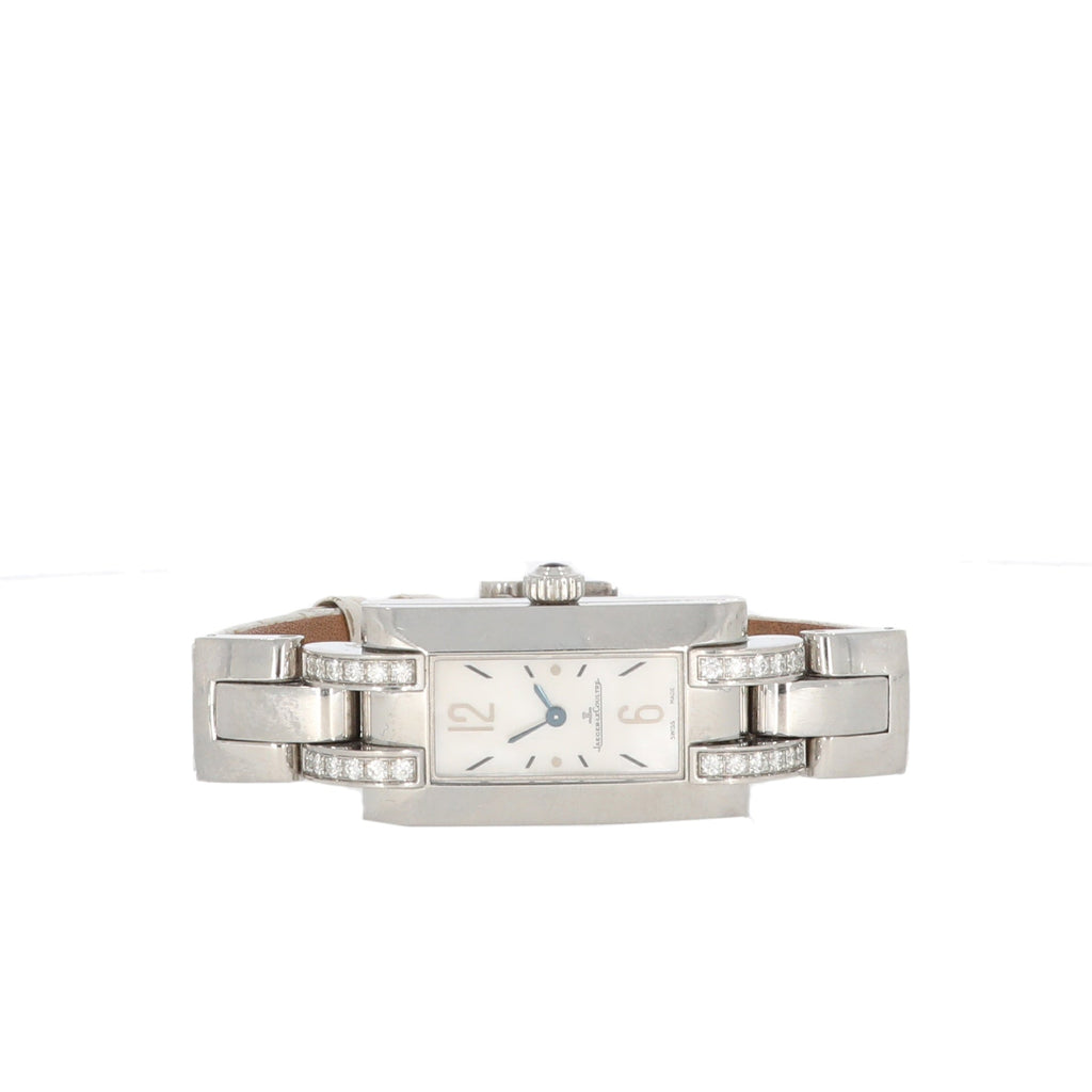 JAEGER-LECOULTRE Ideale steel watch set with diamonds with mother-of-pearl dial