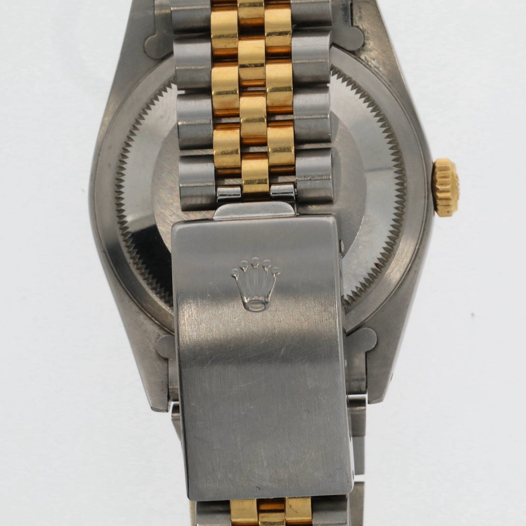 ROLEX Datejust, steel and gold wristwatch with indexes set with diamonds, circa 1989
