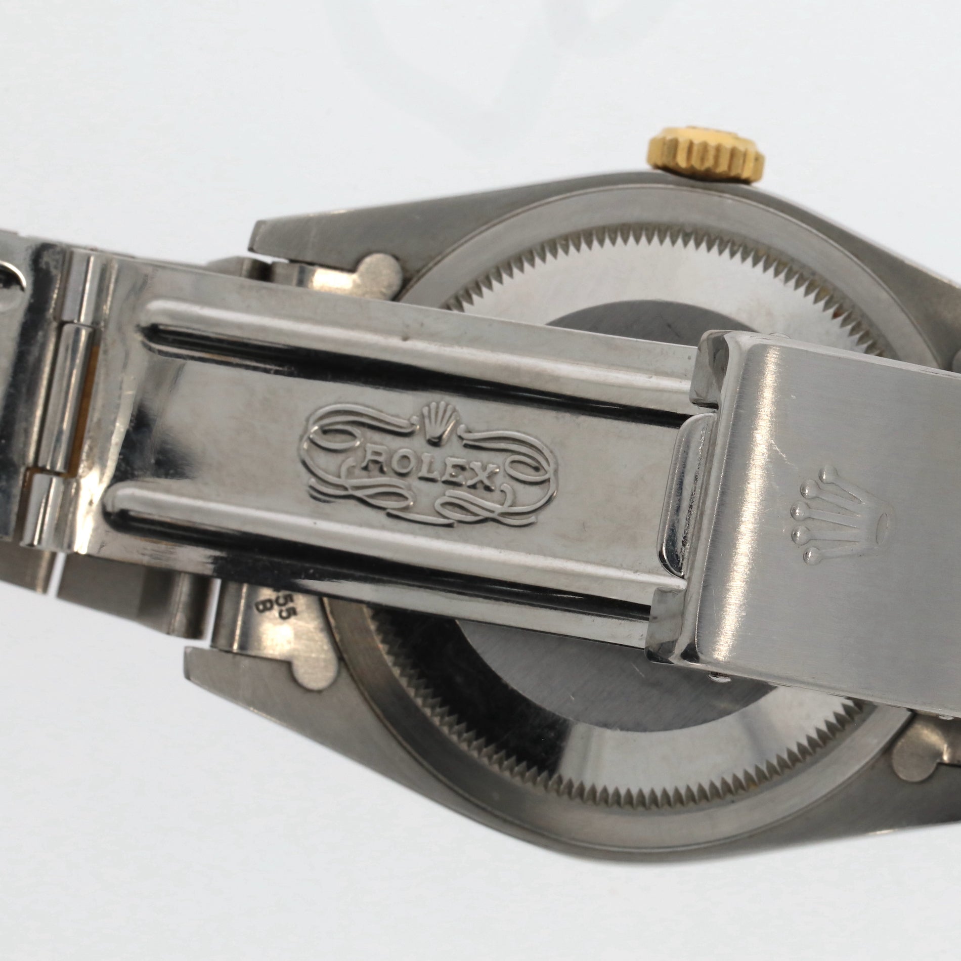 ROLEX Datejust, steel and gold wristwatch with indexes set with diamonds, circa 1989