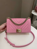 Chanel Chevron Boy Old Medium Pink Calfskin