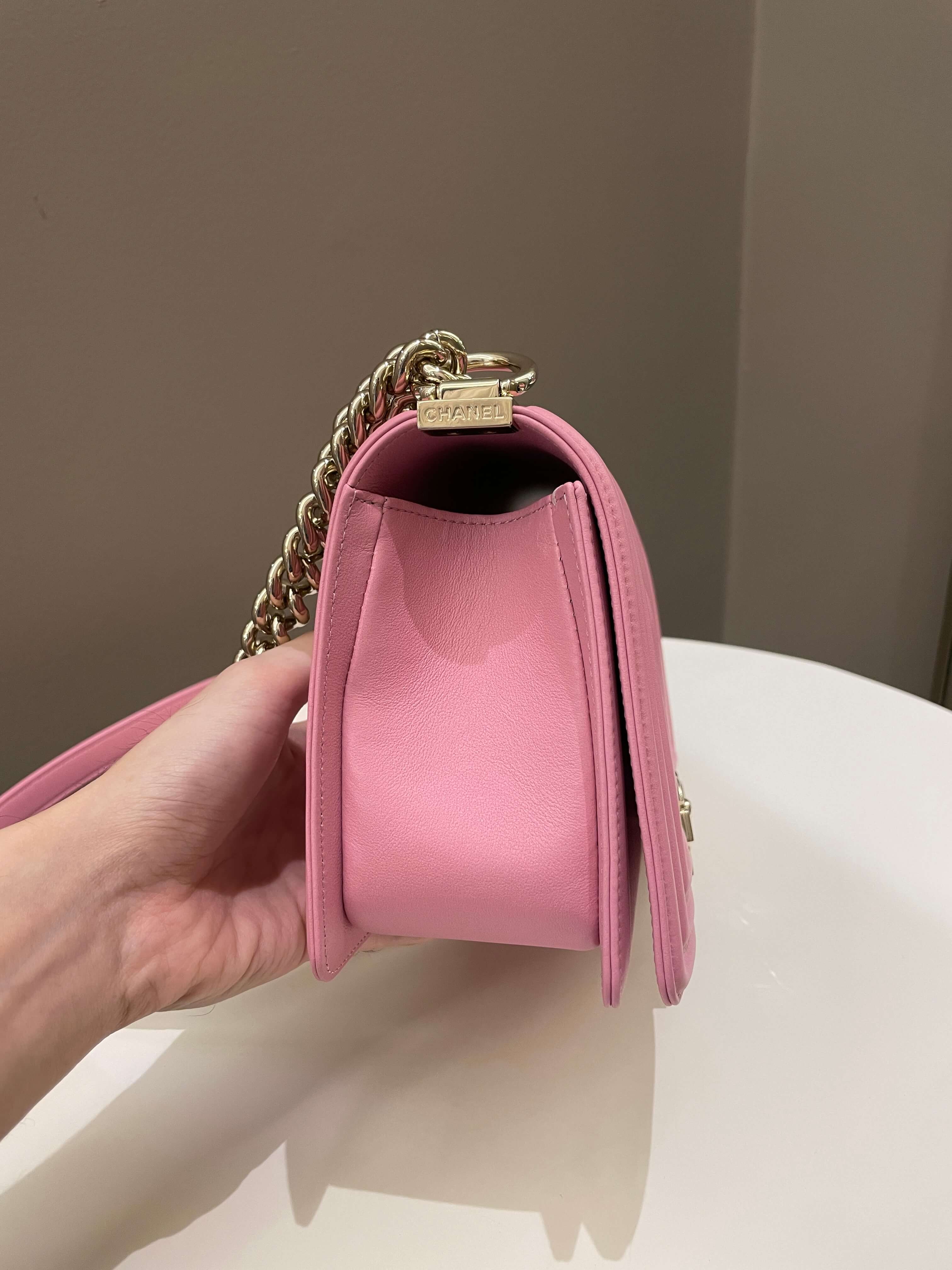 Chanel Chevron Boy Old Medium Pink Calfskin