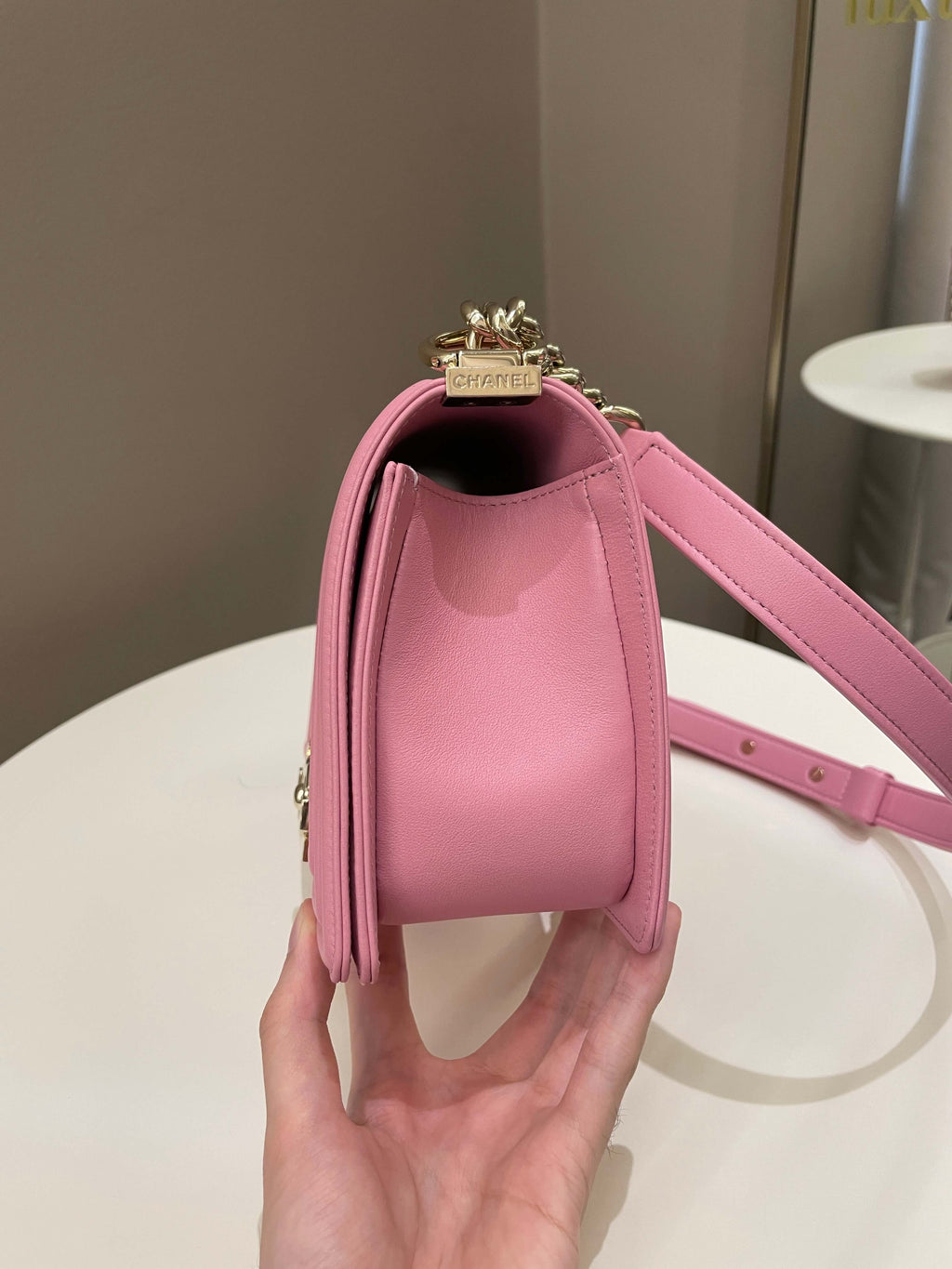 Chanel Chevron Boy Old Medium Pink Calfskin