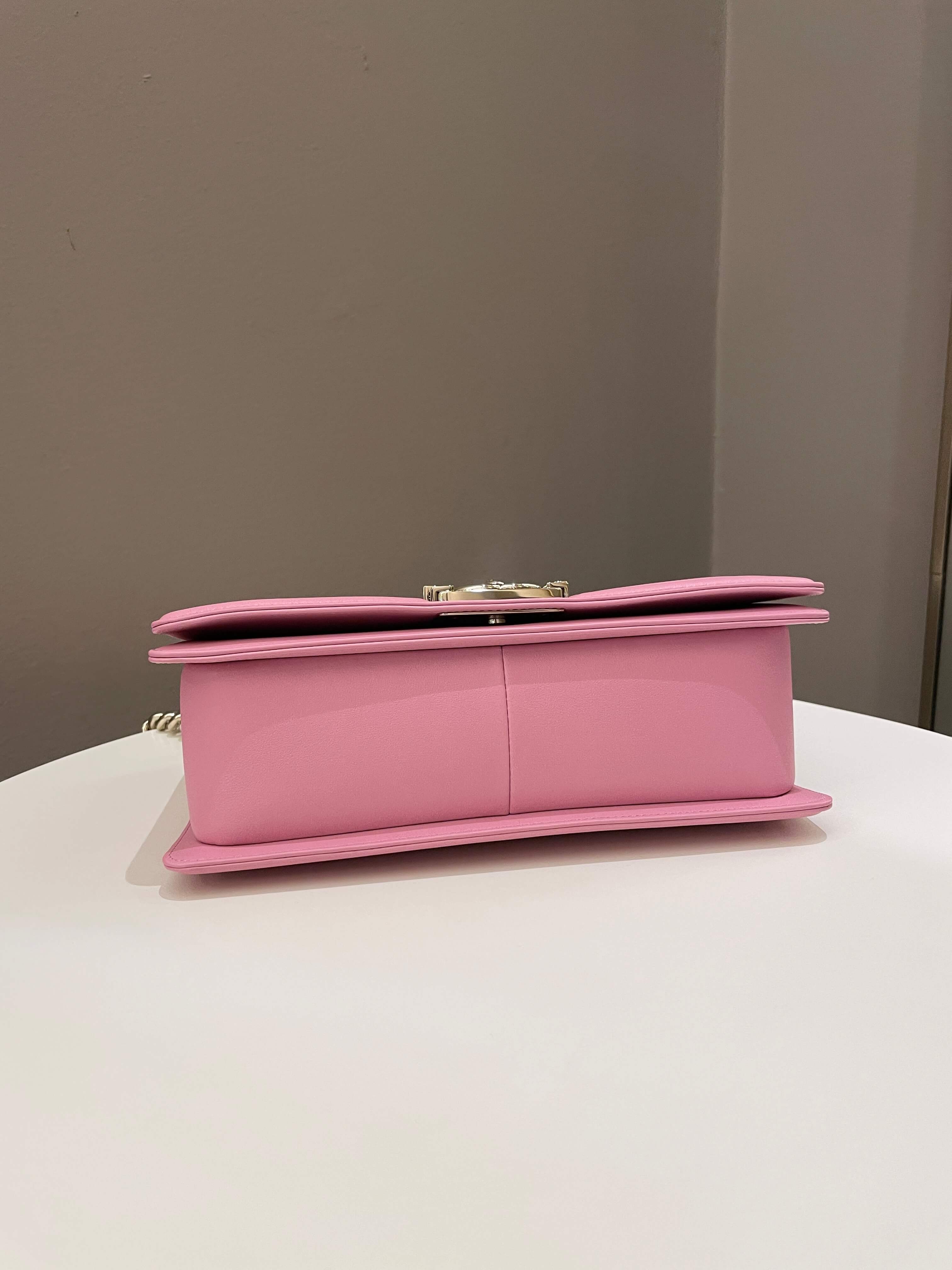 Chanel Chevron Boy Old Medium Pink Calfskin