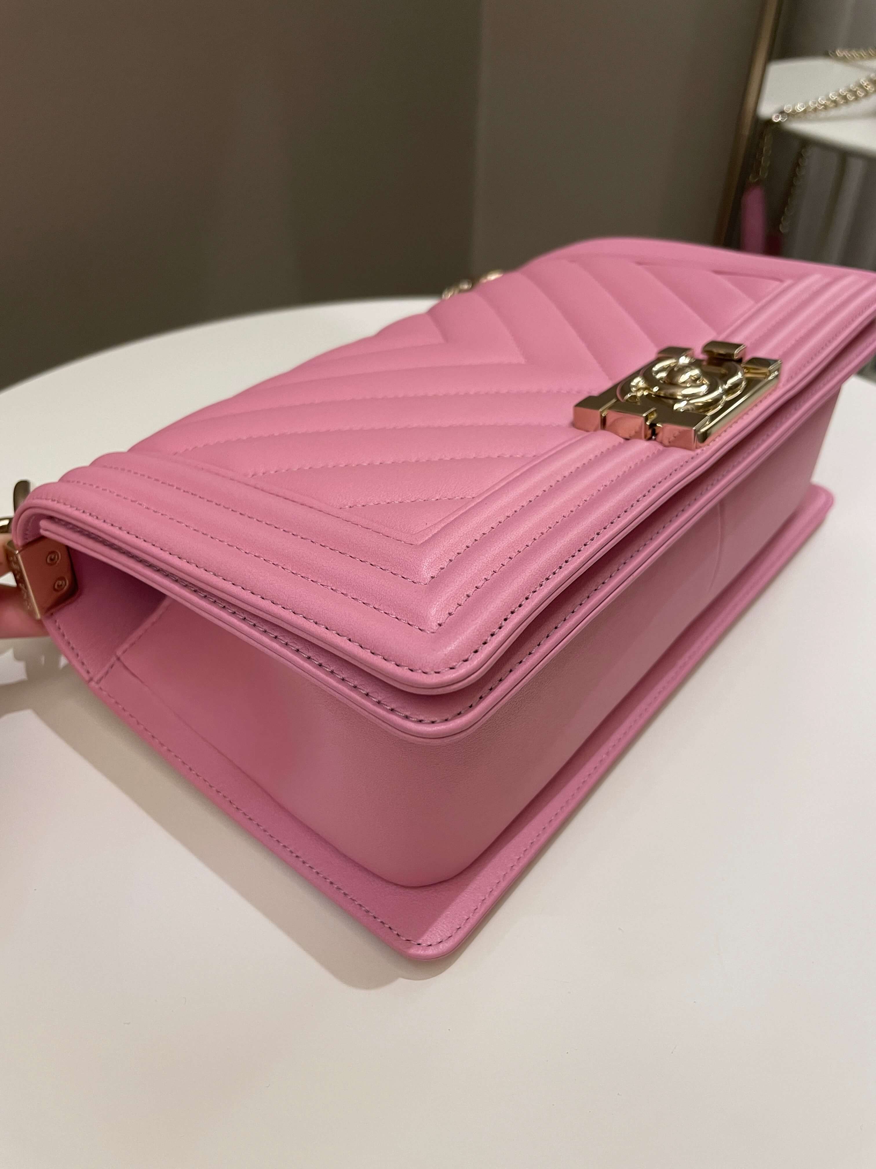 Chanel Chevron Boy Old Medium Pink Calfskin