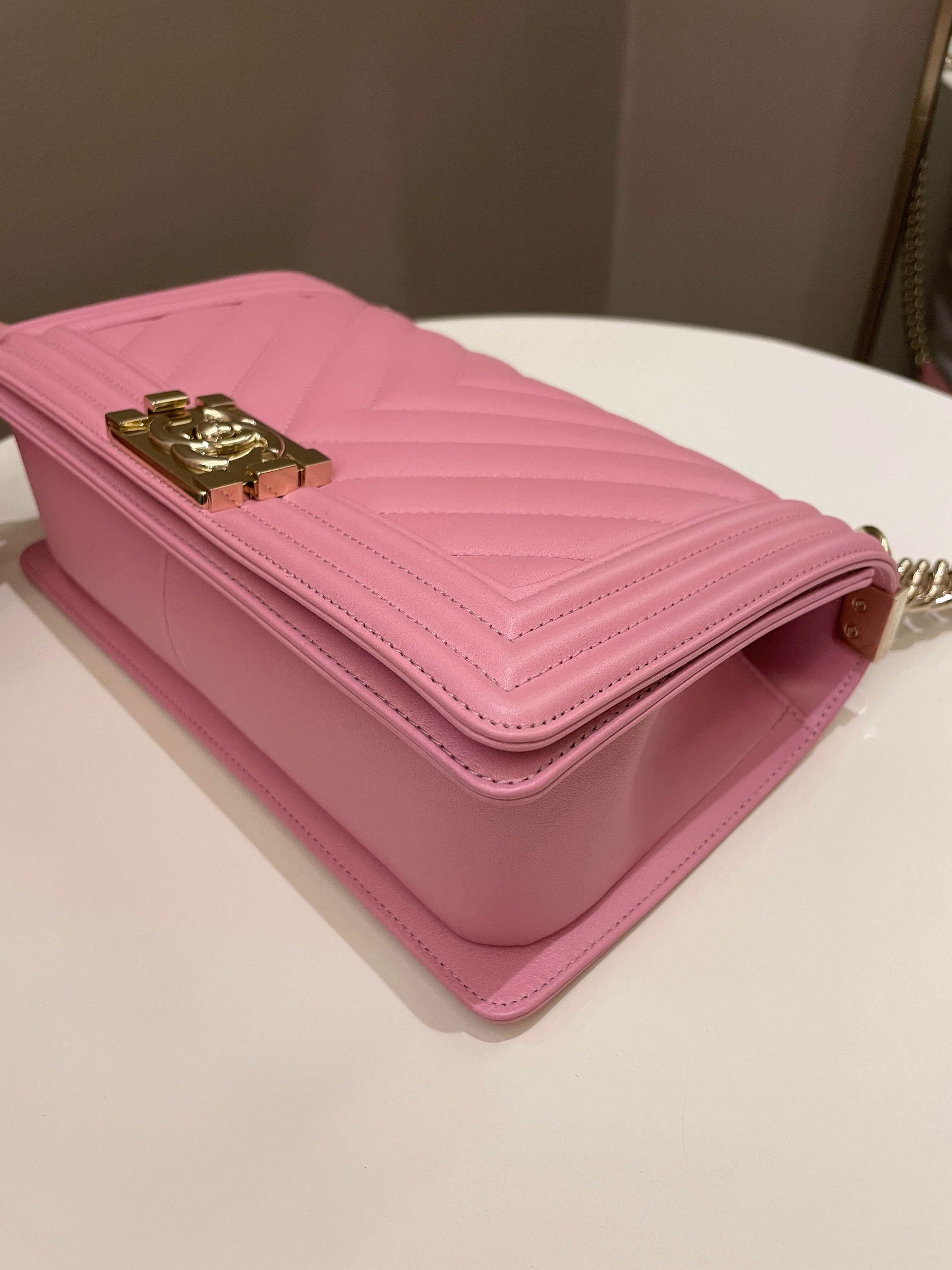 Chanel Chevron Boy Old Medium Pink Calfskin