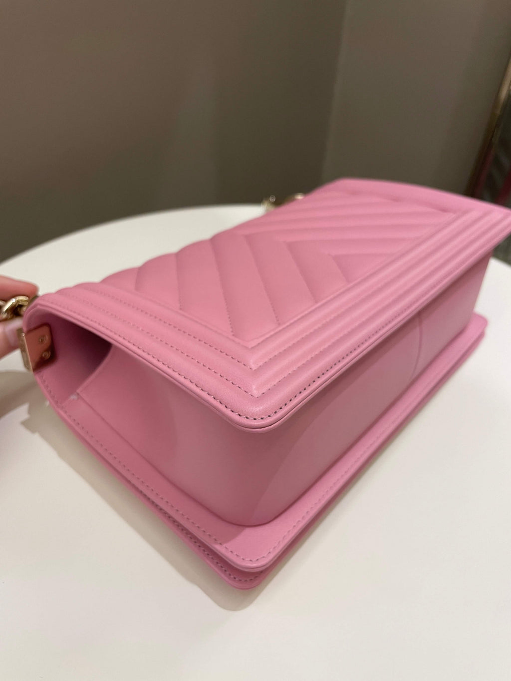 Chanel Chevron Boy Old Medium Pink Calfskin