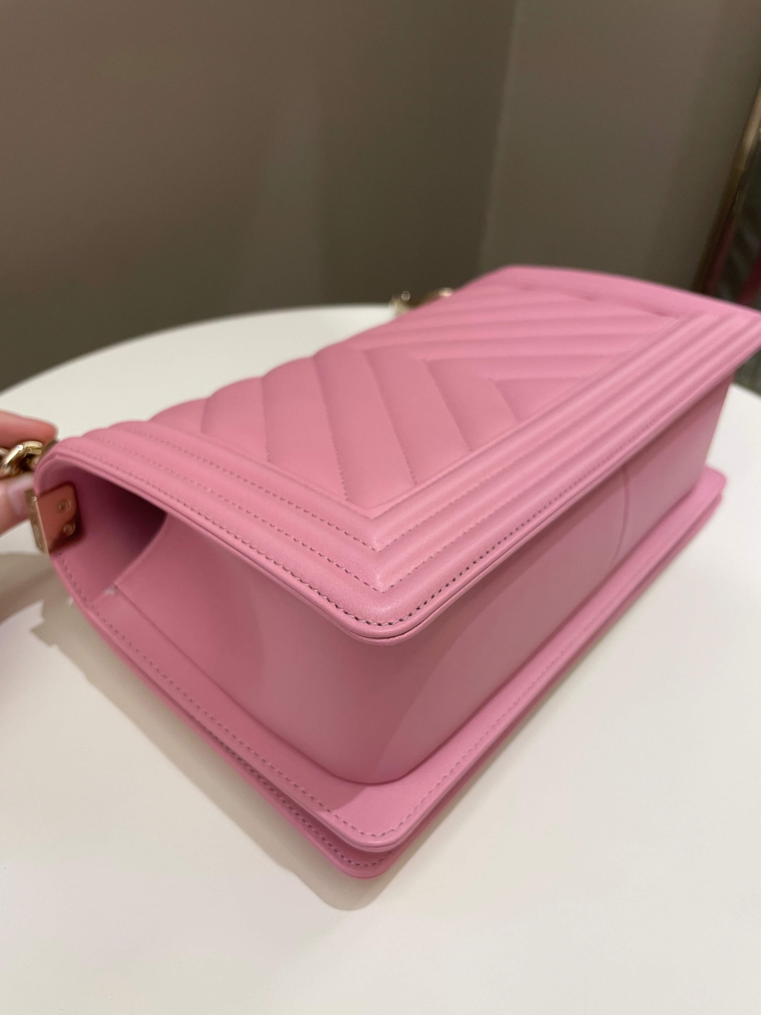 Chanel Chevron Boy Old Medium Pink Calfskin