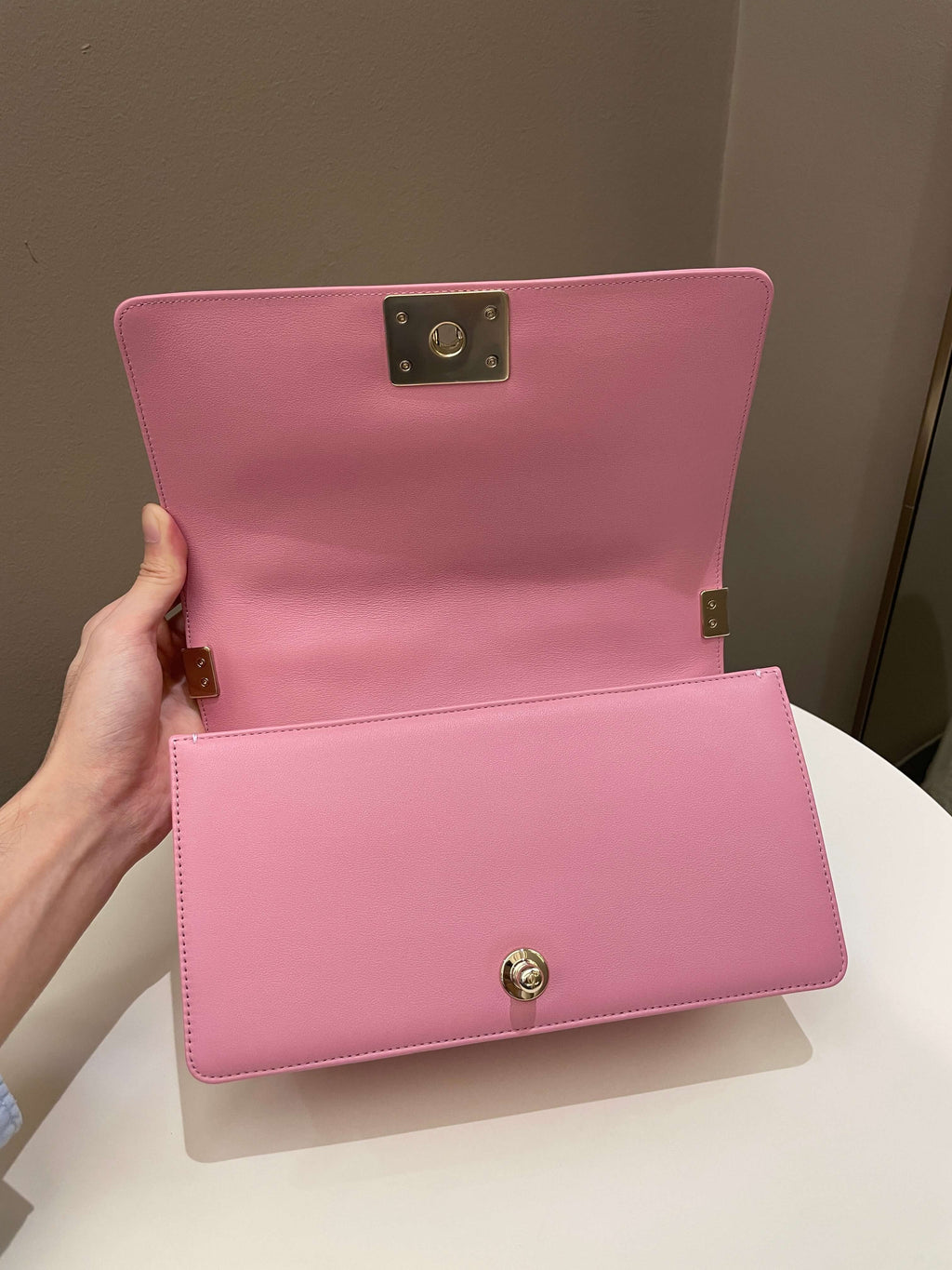 Chanel Chevron Boy Old Medium Pink Calfskin