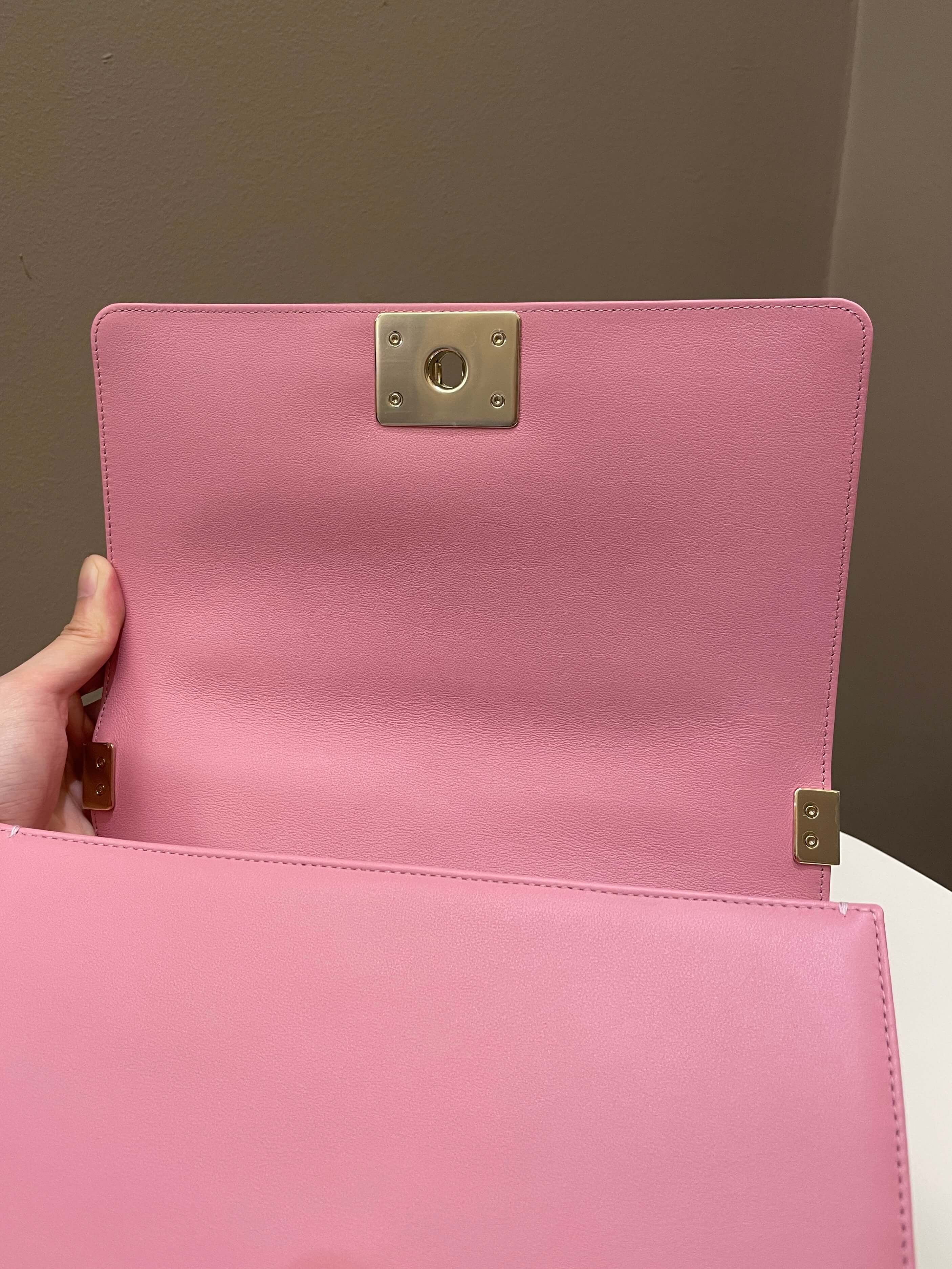 Chanel Chevron Boy Old Medium Pink Calfskin