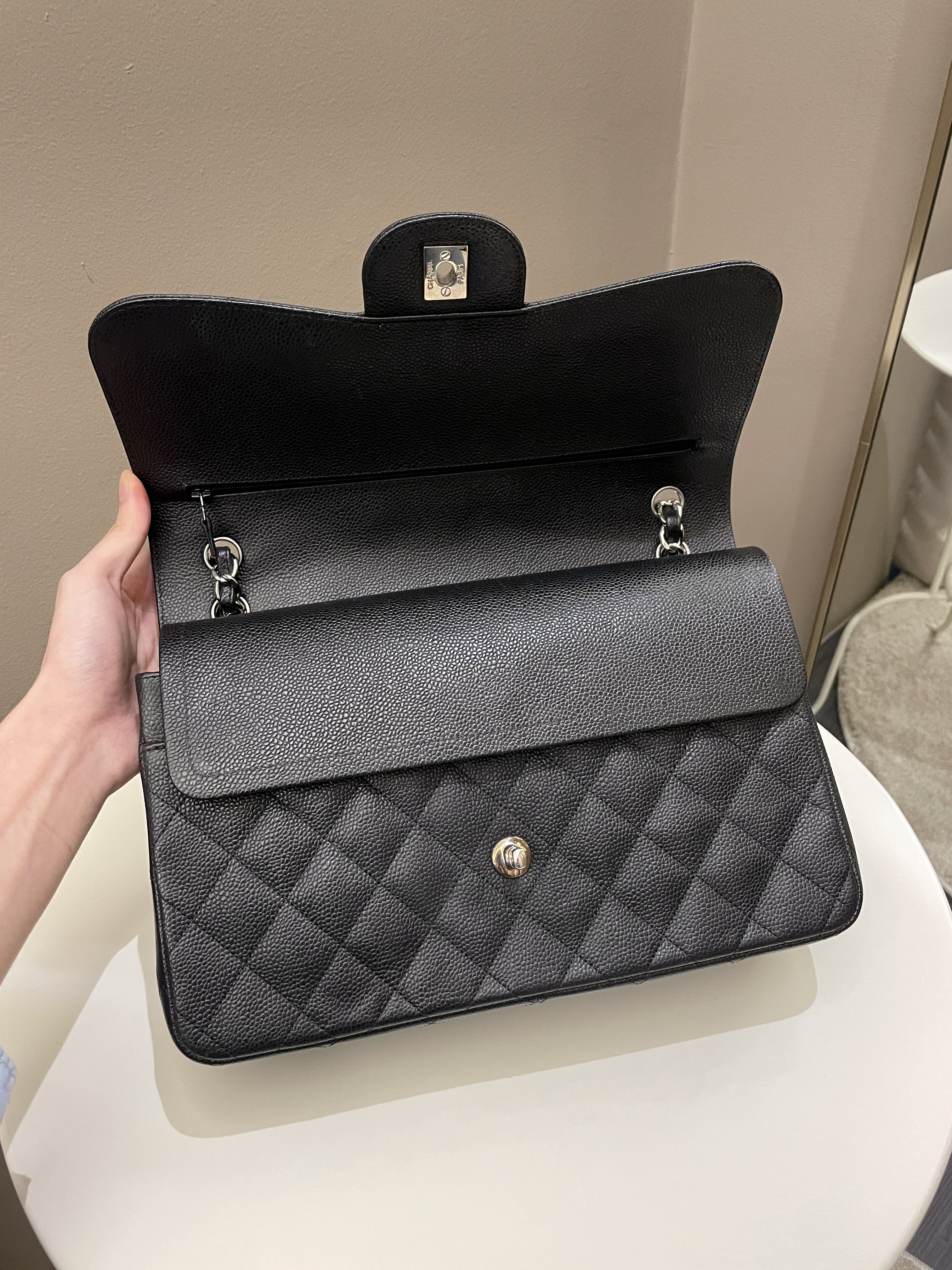 Chanel Classic Quilted Jumbo Double Flap Black Caviar