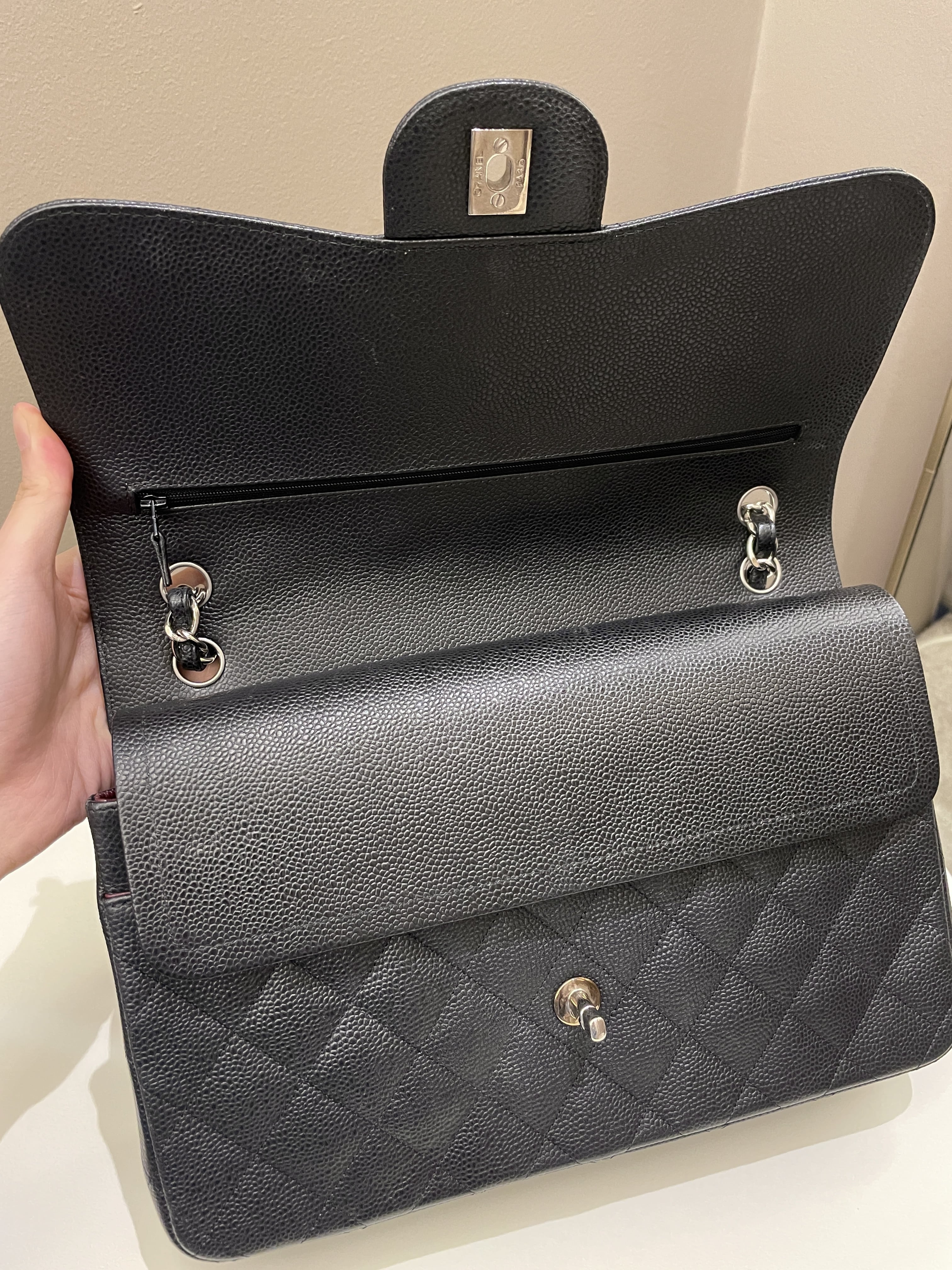 Chanel Classic Quilted Jumbo Double Flap Black Caviar